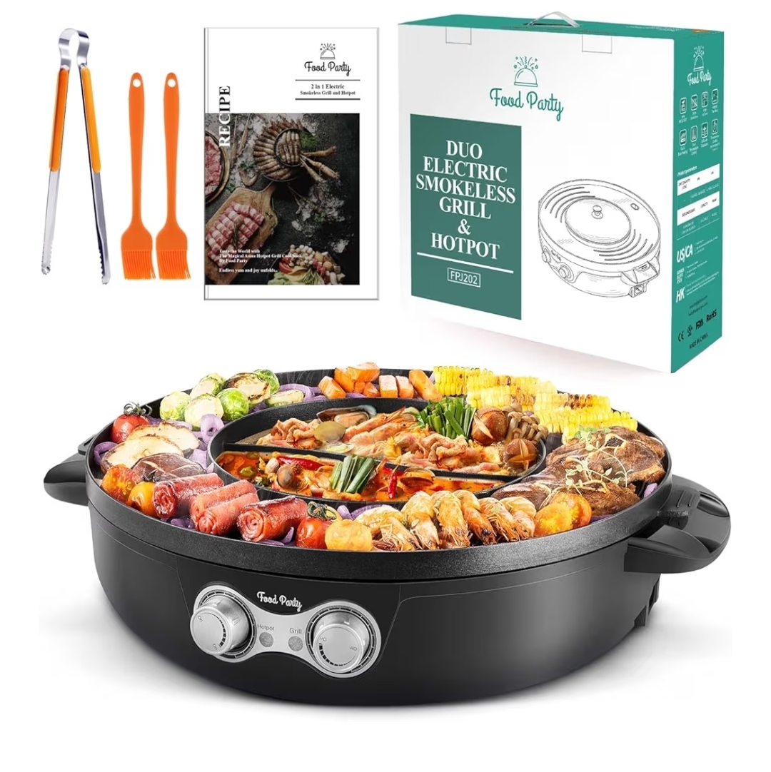 Food Party Hot Pot Grill elektryczny 2w1 zdejmowany dla 8 osób 2200W 42cm