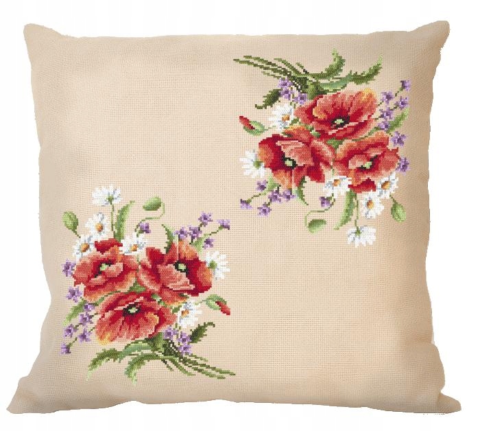 Vyšívací sada s potahem Polštář s máky