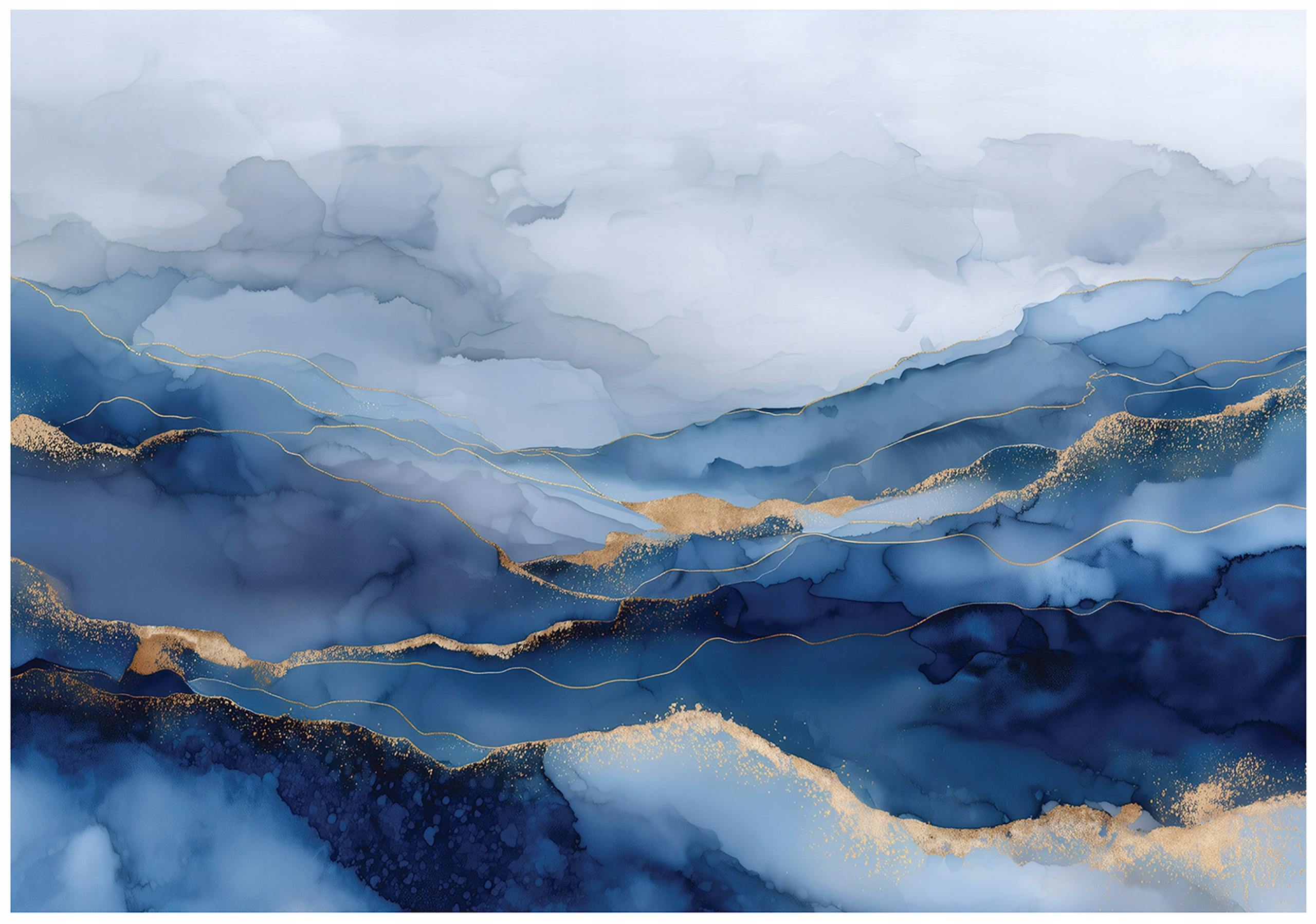 Fototapeta Mramor Abstrakce Modrá Bílá Zlatá Moderní 350x250