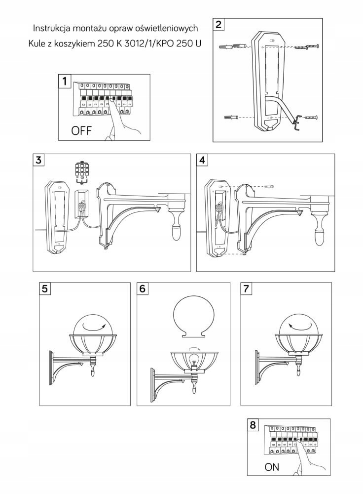 Kinkiet Kule z koszykiem 250 K 3012/1/KPO 250 Suma Kolor czarny