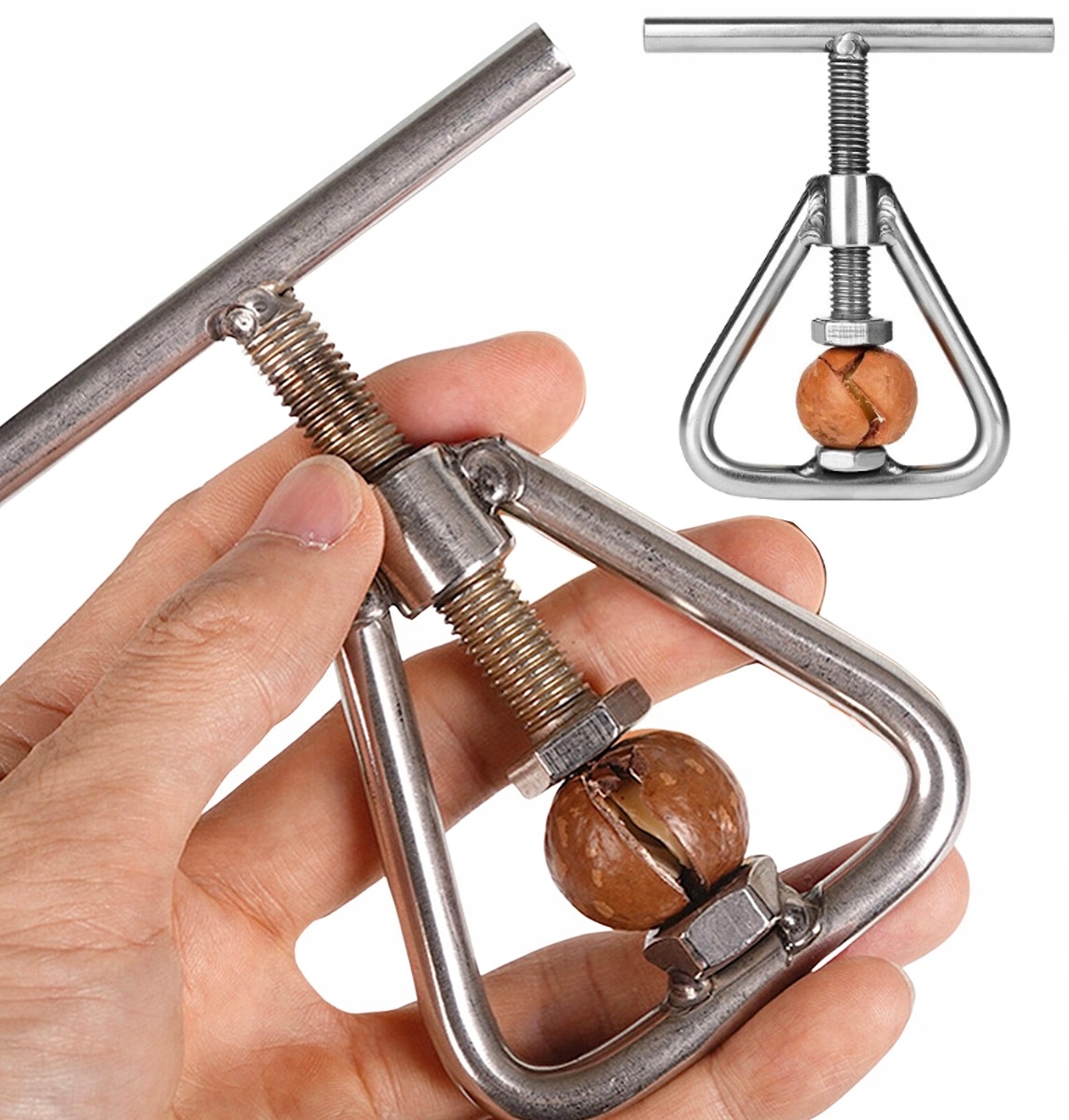 SOLIDNY DZIADEK DO ROZŁUPYWANIA ORZECHÓW CHROM Stalowy mocny wkręcany Marka inna