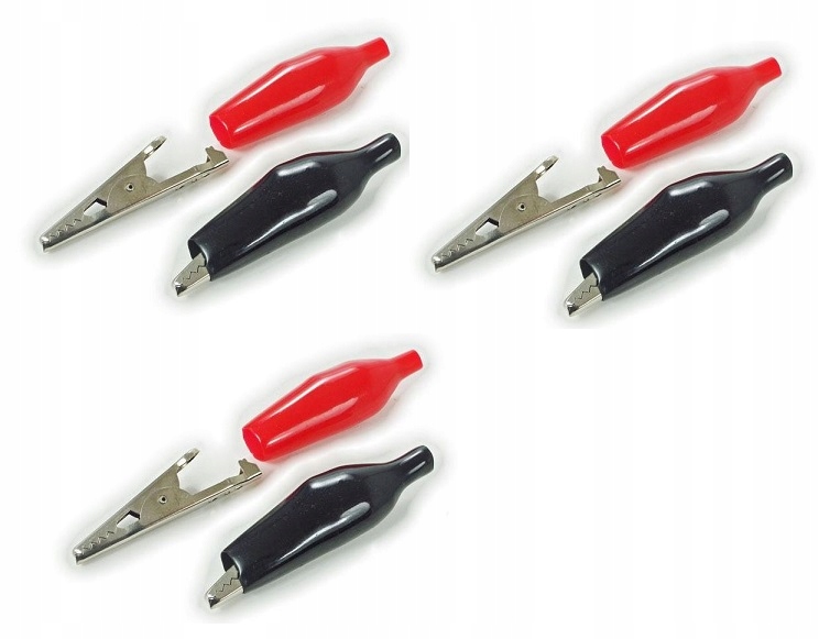 KROKODYLEK POMIAROWY IZOLOWANY DUŻY 44mm 3 KOMPLET 6szt