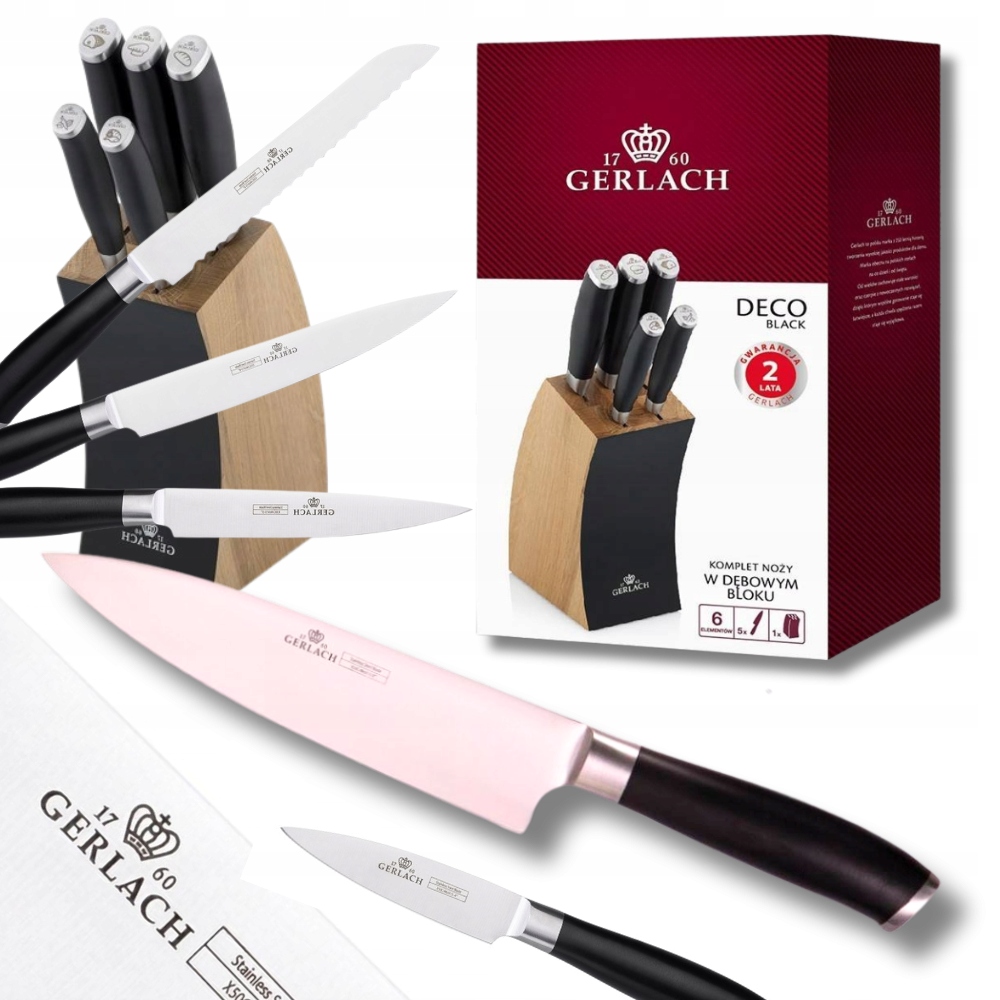 Kuchynské nože Gerlach v bloku Kuchynský nôž šéfkuchára Kompletná sada