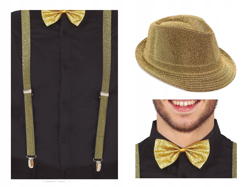 

Zestaw Męski Sylwester Gangster Złoty 3el