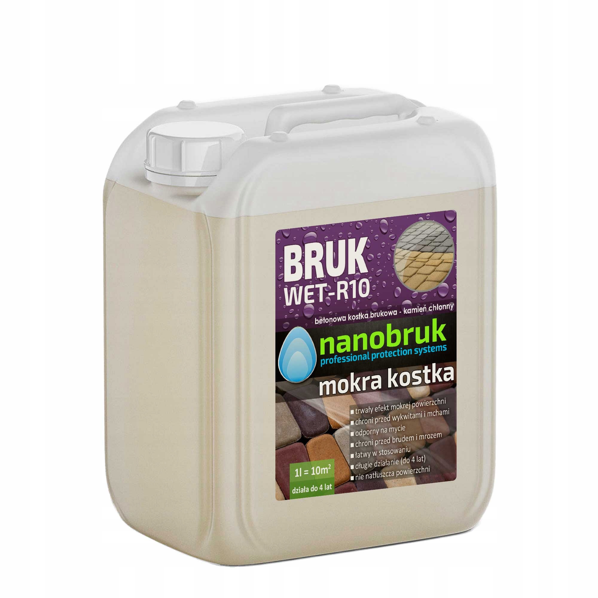 Nanobruk WET-R10 impregnace na kostky Mokrý Efekt 5 litrů, trvanlivost až 4 roky