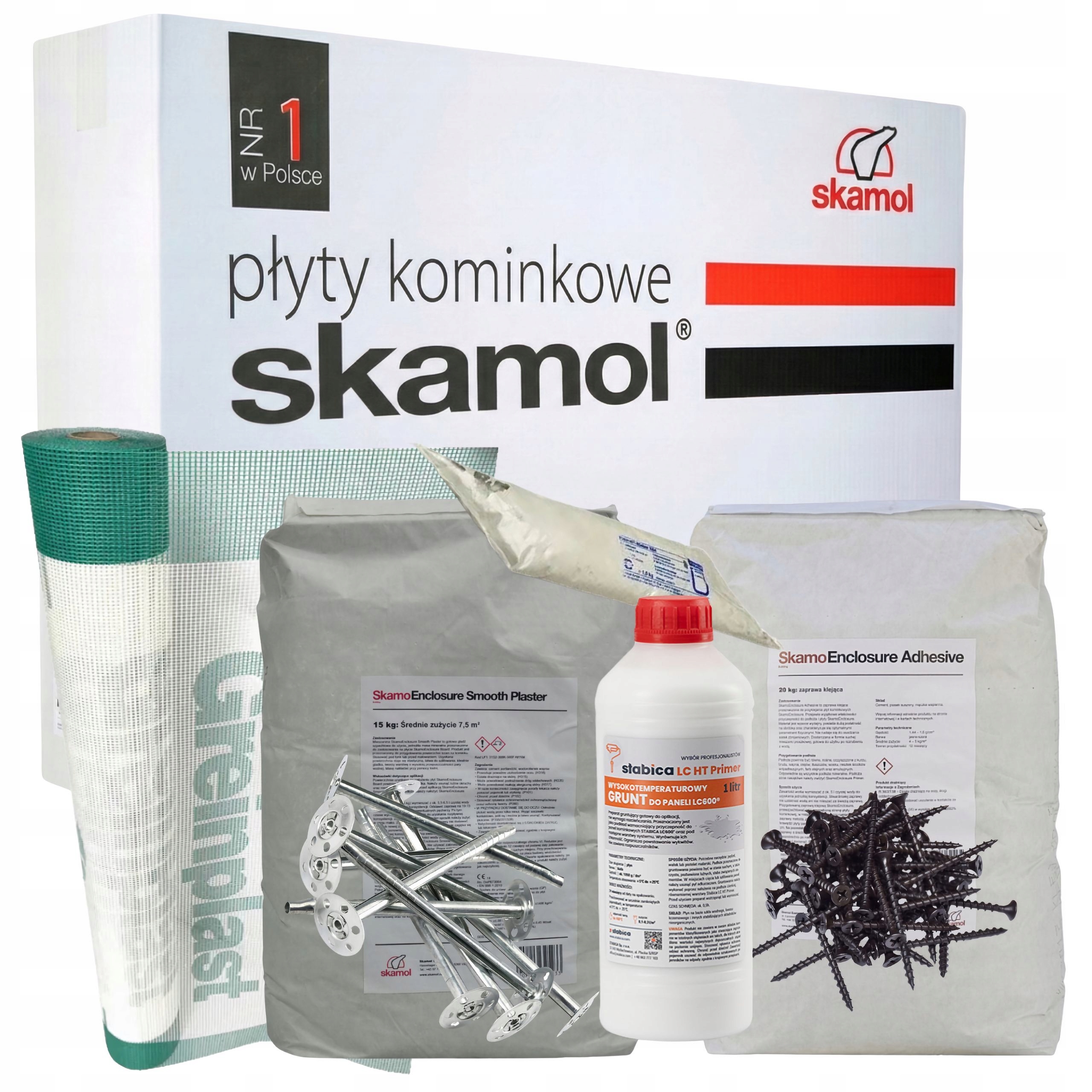 Płyta kominkowa krzemianowo-wapniowa Skamol Zestaw 12 płyt i Akcesoria