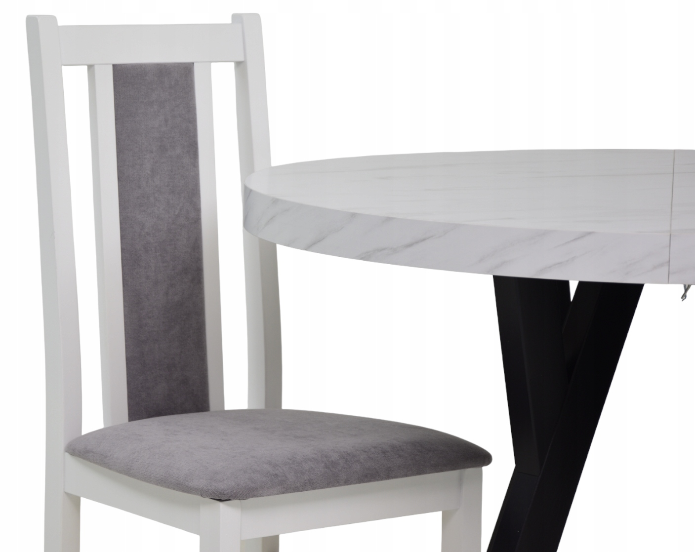 STYLOWY NOWOCZESNY STÓŁ - BLAT MARMUR i 6 KRZESEŁ Grubość blatu 5 cm