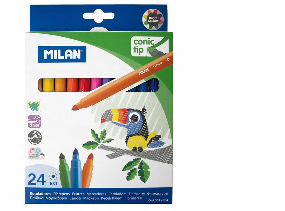 FLAMASTRY ZE STOŻKOWĄ KOŃCÓWKĄ 24KOL. MILAN