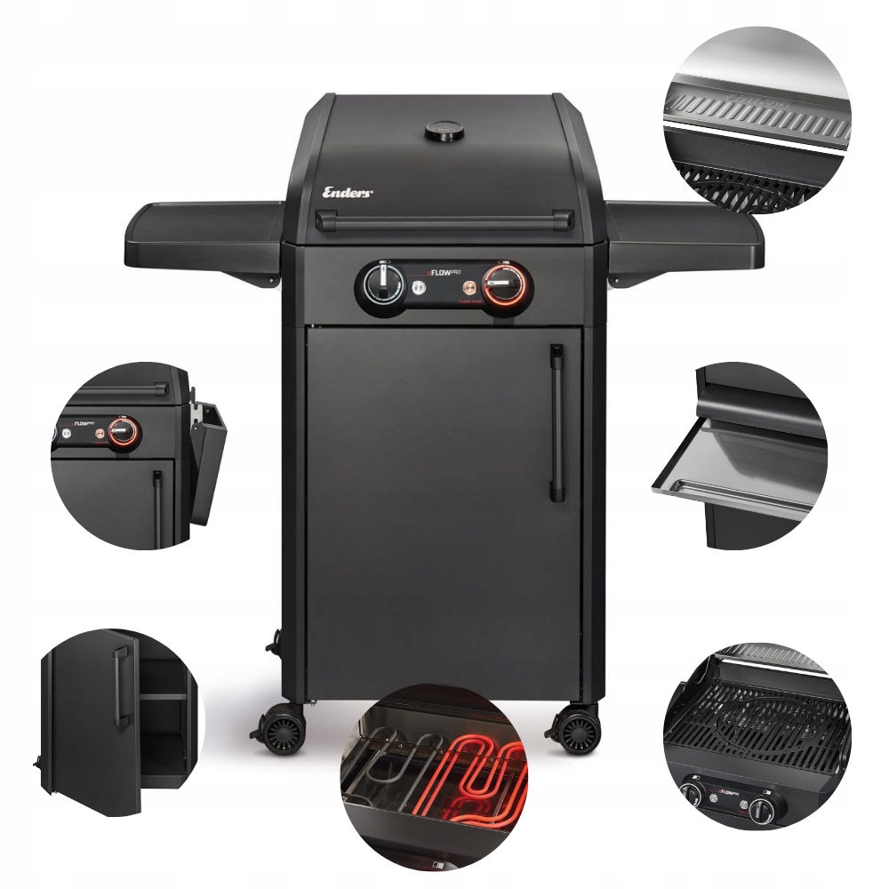 Grill elektryczny ogrodowy duży stojący eFlow Pro 2 Turbo Enders 3kW czarny