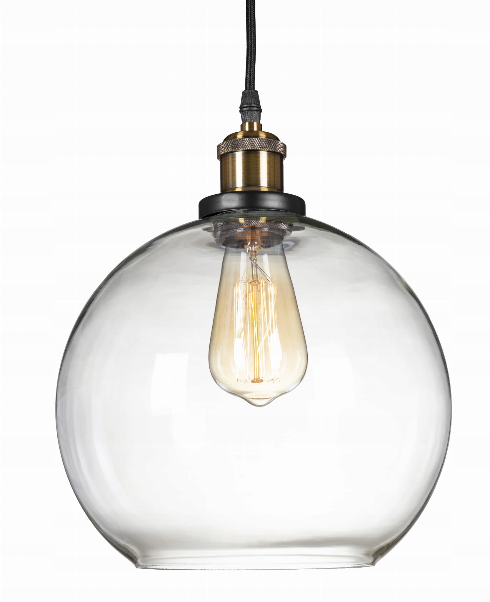 Závěsná lampa velká skleněná koule průhledná