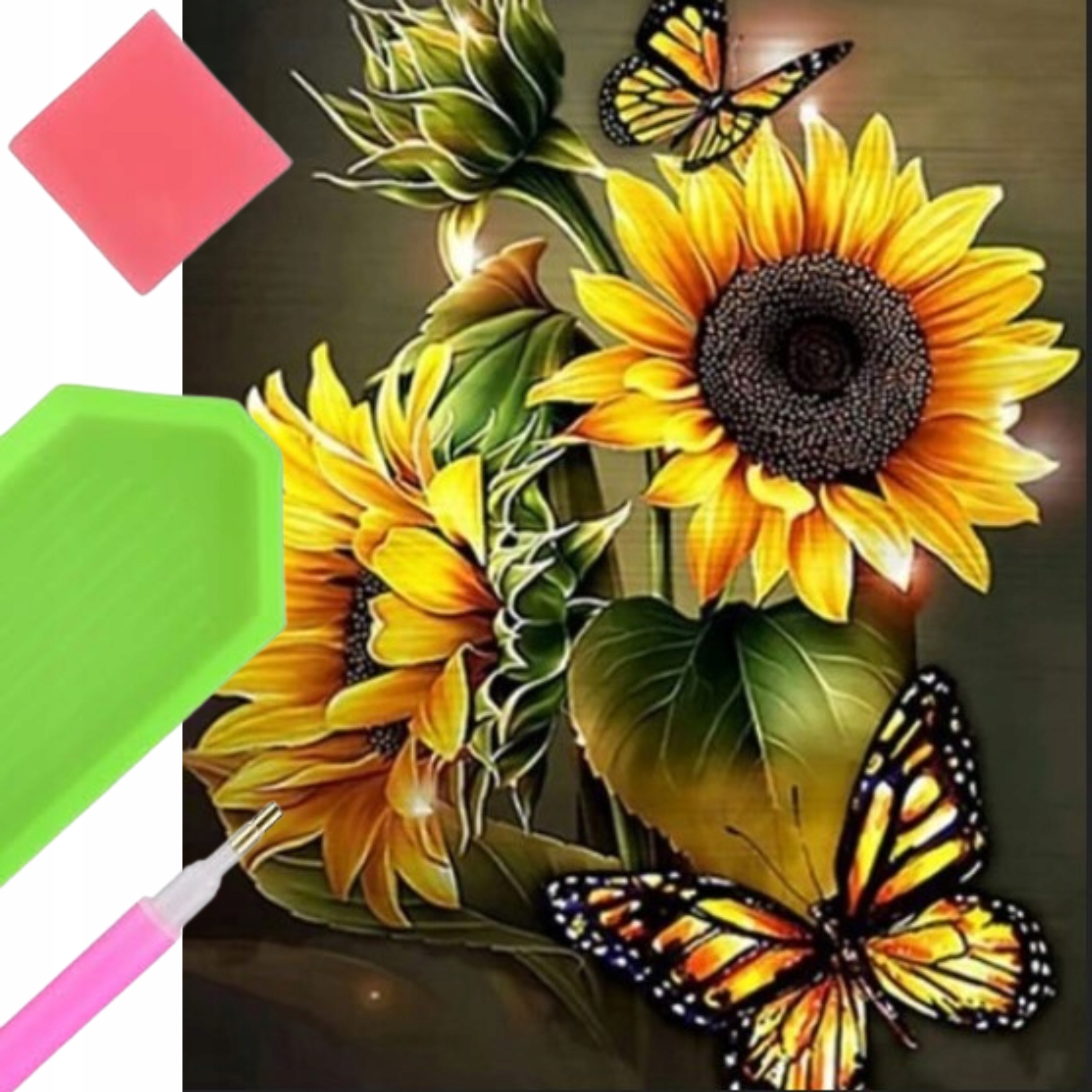 Velký Diamantový Výšivky 80X40 XXL Diamond Paiting Květiny Slunečnice Motýl