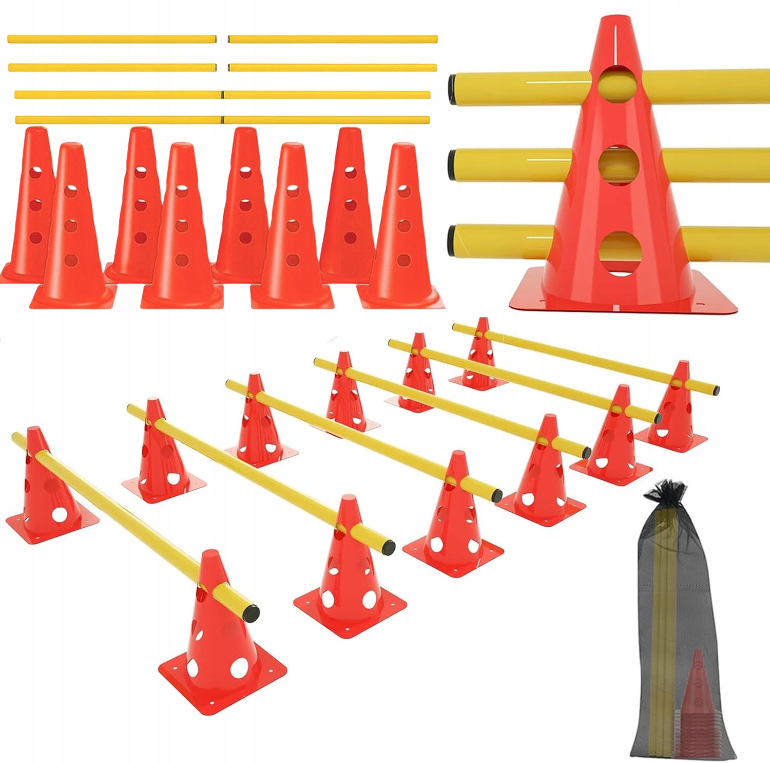Tor Przeszkód Do Szkolenia Psa 12 Słupków 6 Belek Zestaw Trenongowy