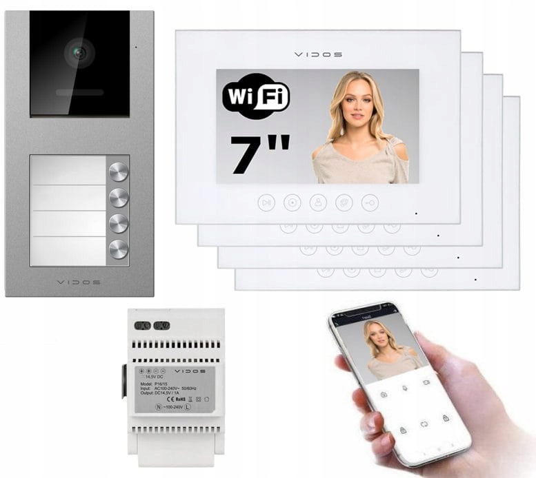 Wideodomofon 4-Rodzinny IP Vidos WiFi M11W-X S11-4