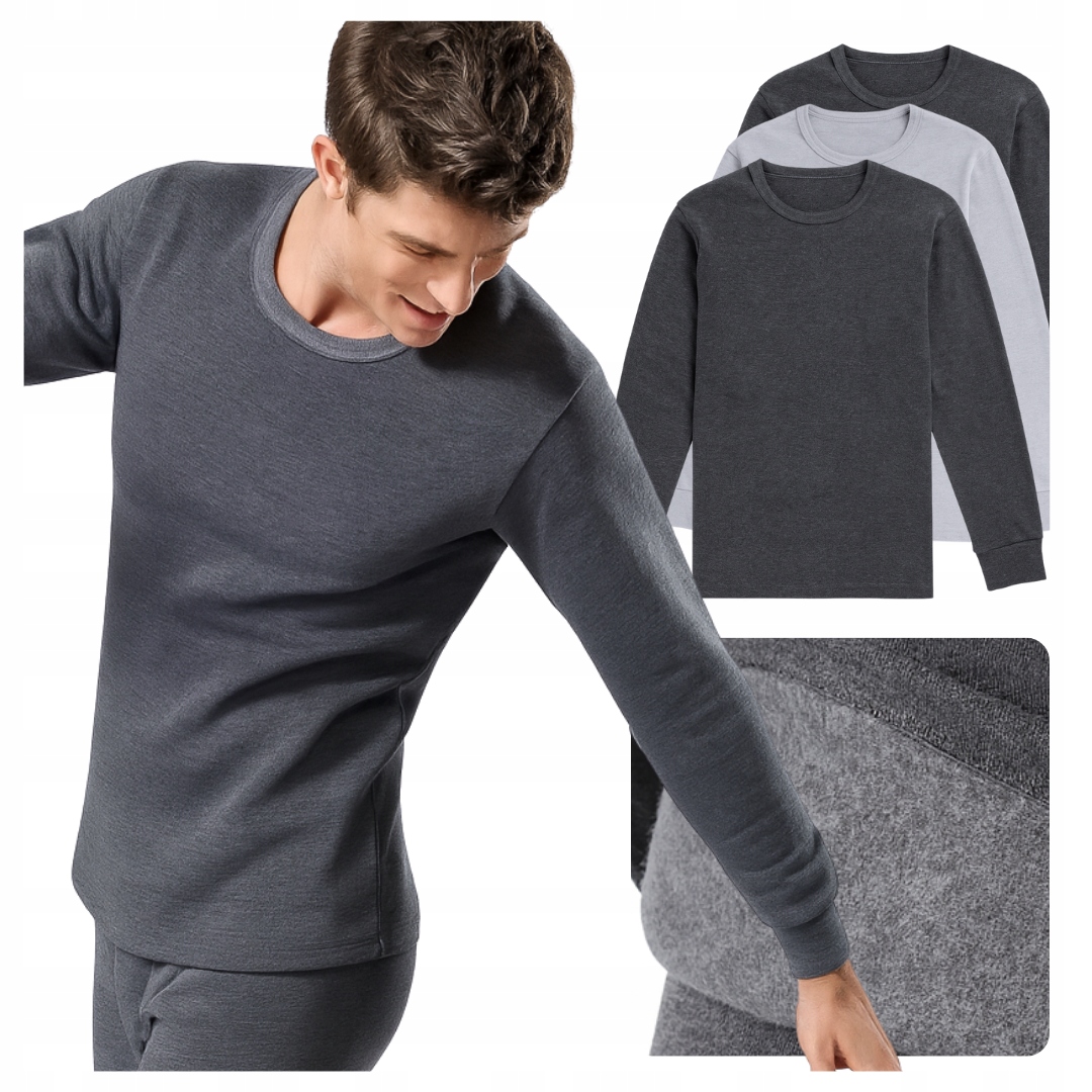 3x Pánské Termo Tričko zimní zateplené Bavlna Tričko Set M/L