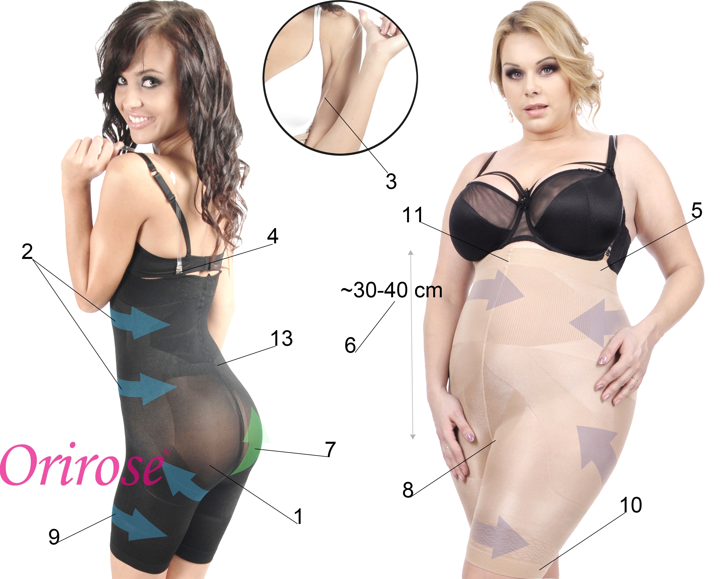 Orirose WYSOKIE Majtki mocno WYSZCZUPLAJĄCE brzuch MODELUJĄCE uda SIZE PLUS EAN (GTIN) 5904139461372