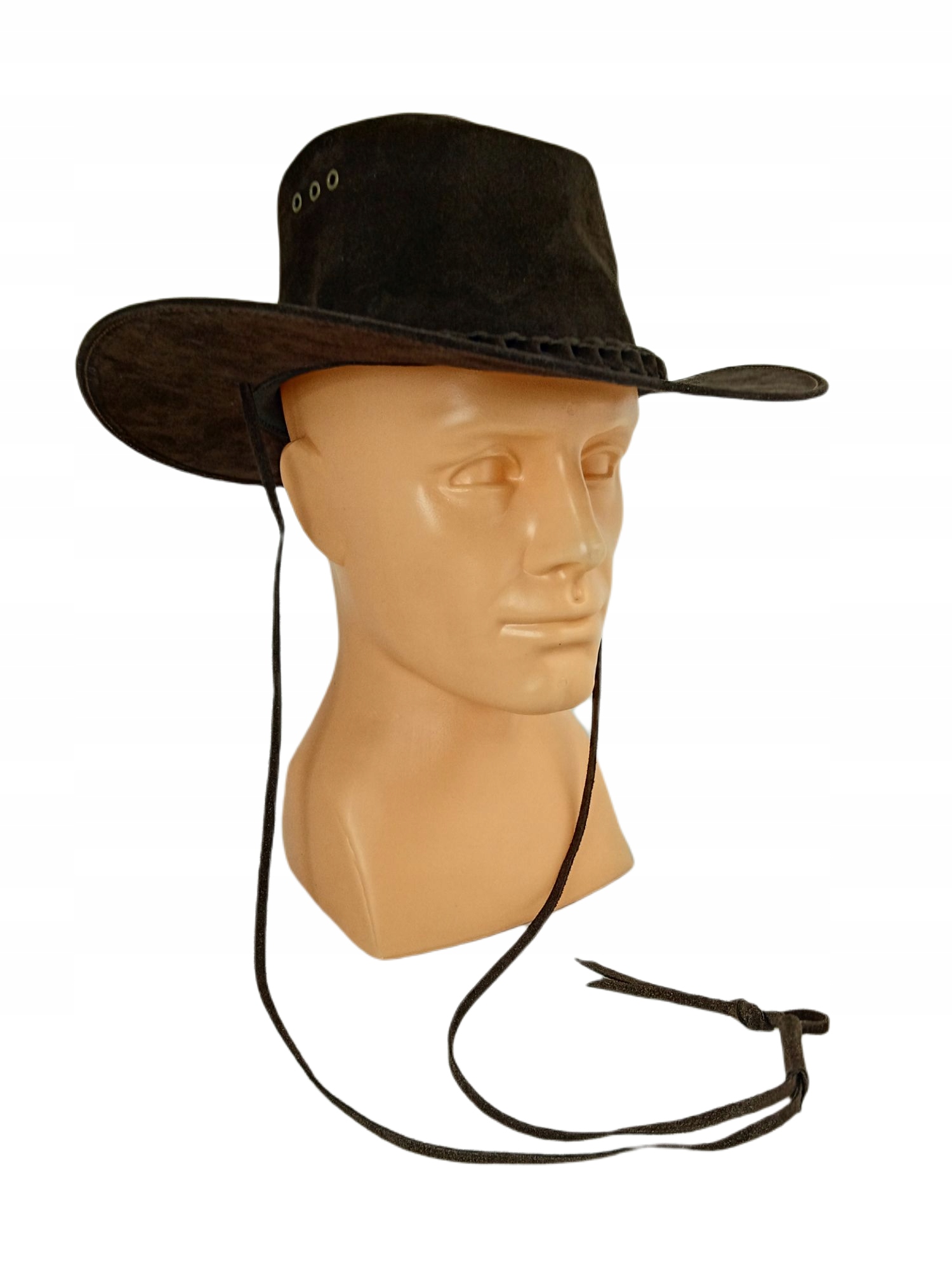 KAPELUSZ SKÓRZANY BRĄZOWY Z RZEMYKAMI - ROZMIAR L EAN (GTIN) 5906321722124