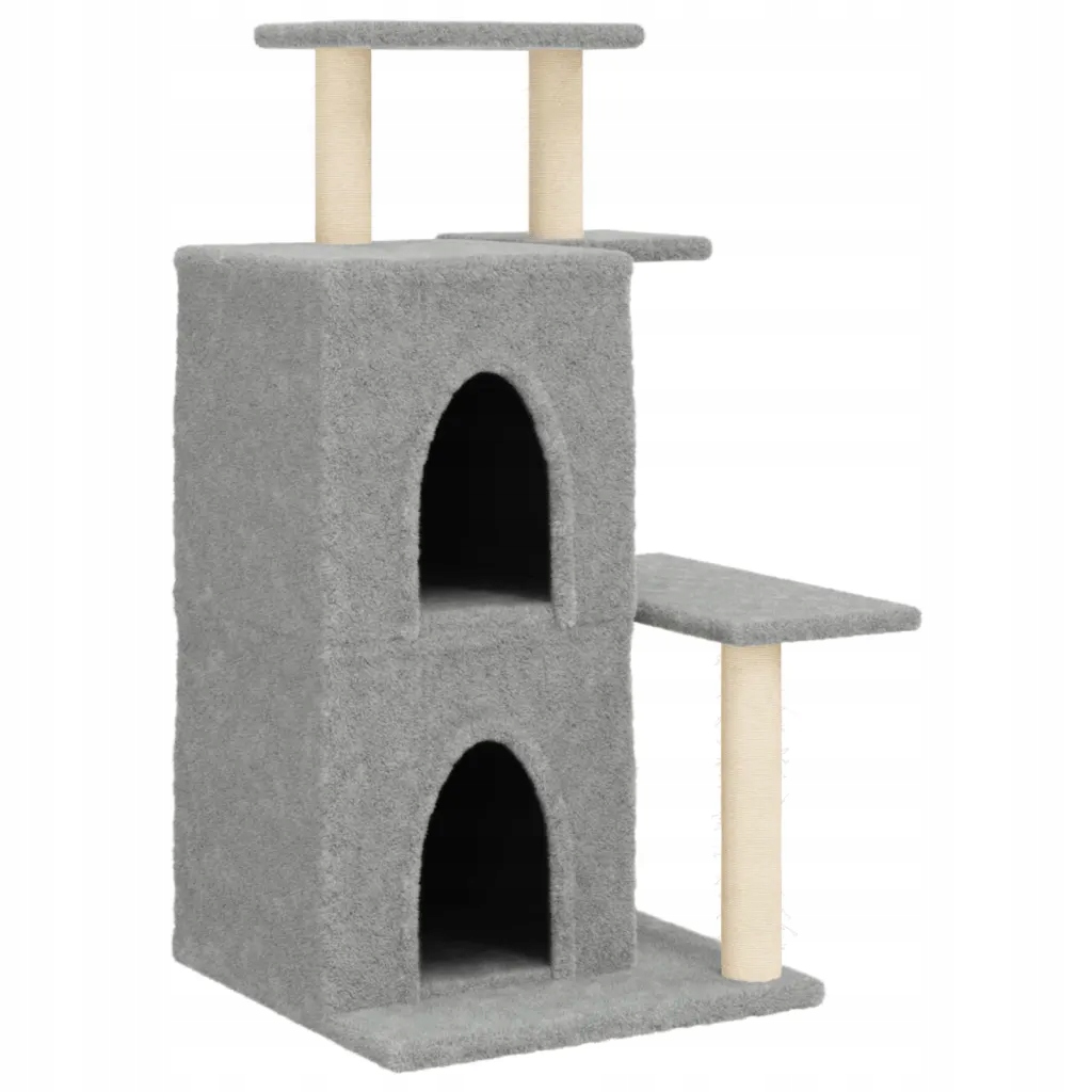 Levně Škrabadlo pro kočky, sisalovými sloupky, světle šedé, 97 cm