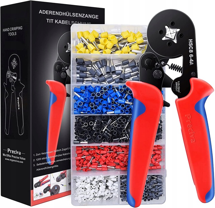 ZACISKARKA DO KONEKTORÓW DO TULEJEK PRASA PRASKA SZCZYPCE + 1200 TULEJEK