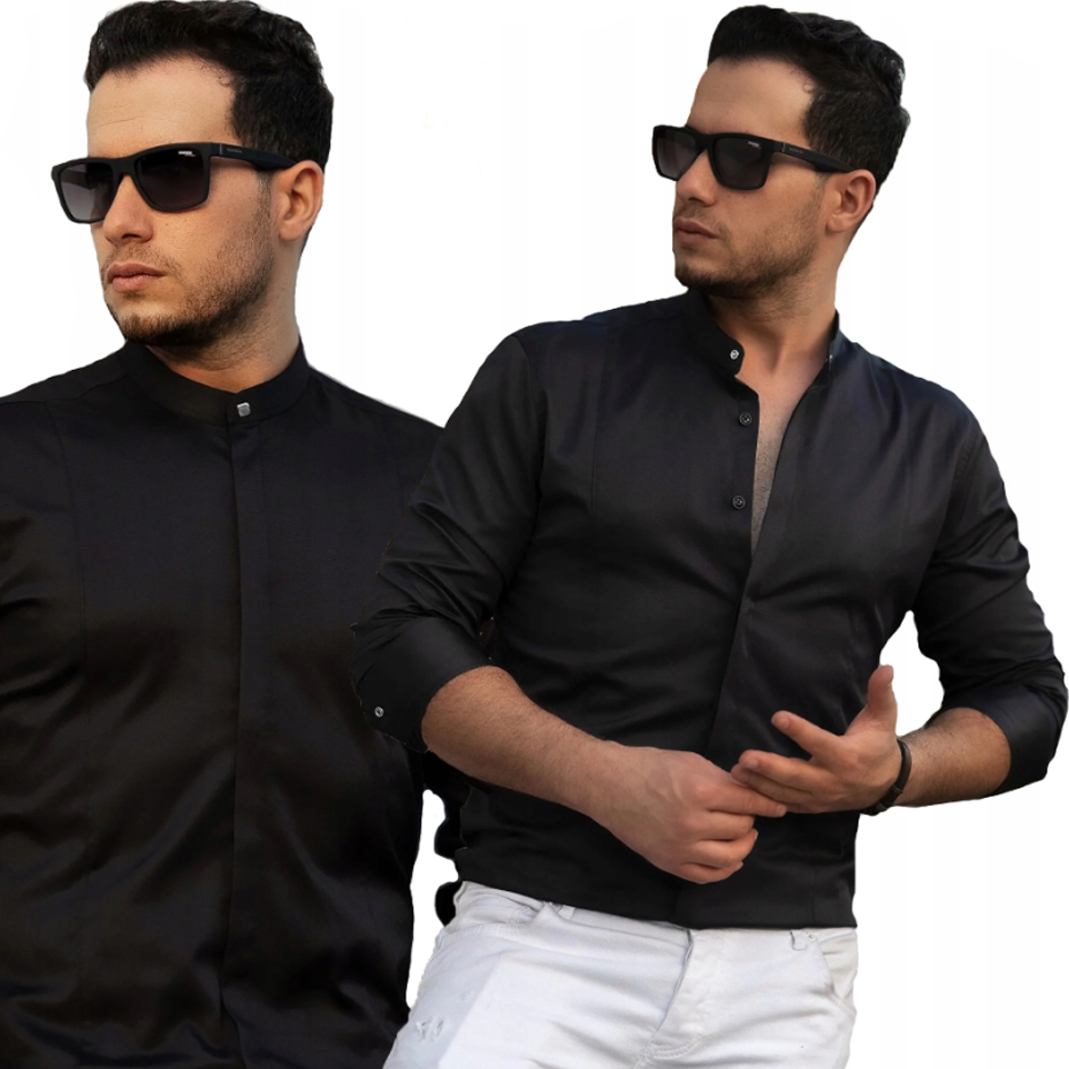 Pánská košile ležérního střihu se stojáčkem Regular Svatba Svatební Hostina Dárek