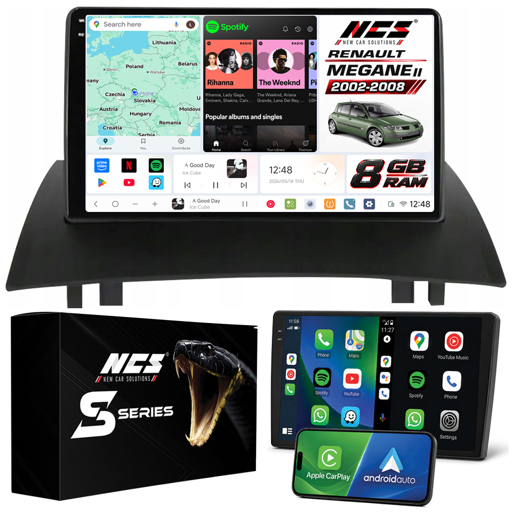 Rádio Navigace Ncs DS9 Renault Megane II 2002-2008 Android 8GB Lte 9″