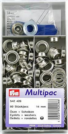 očka na textil,jeansu fi 14mm stříbrná 80 ks Prym