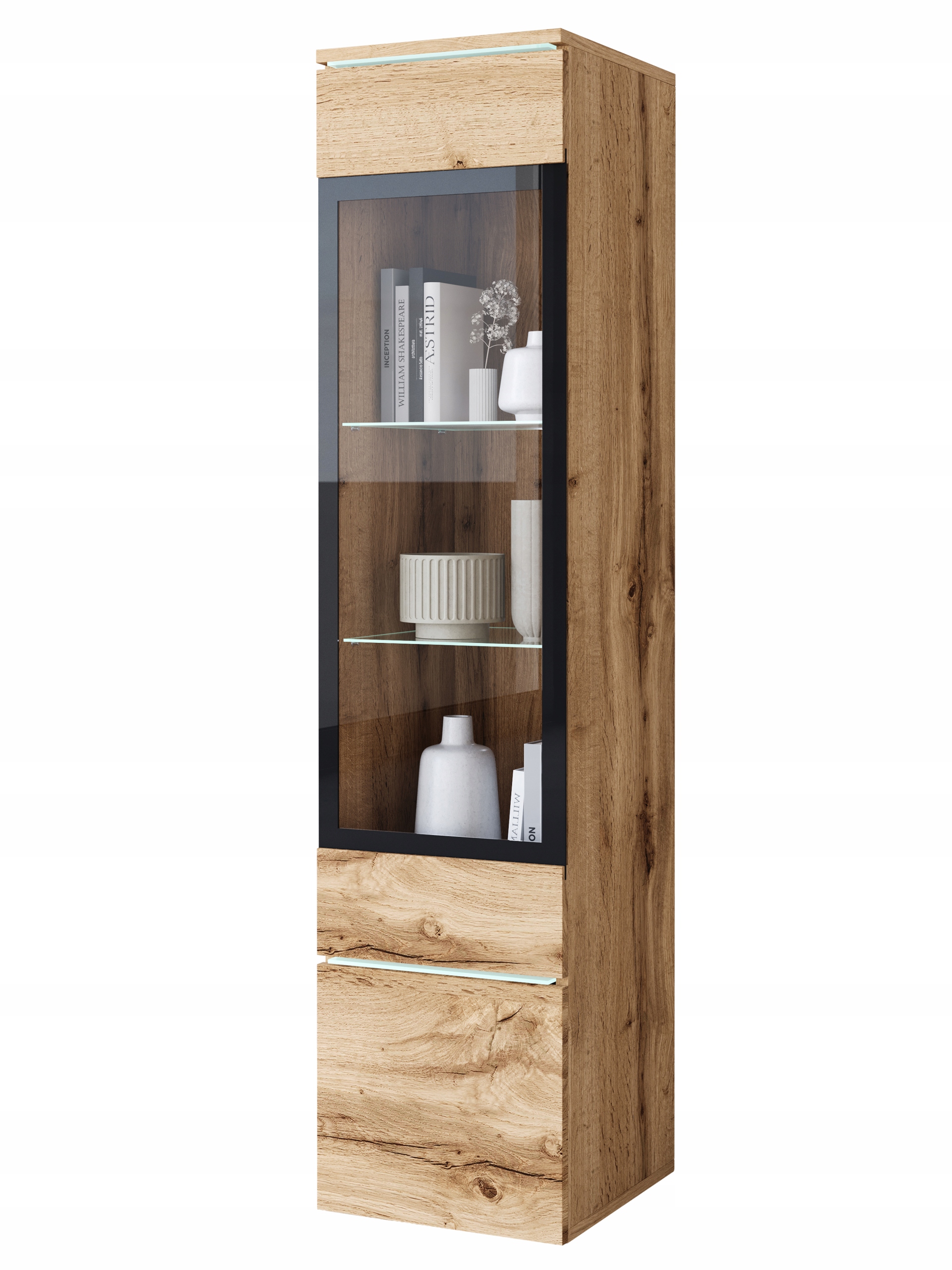 Moderní vysoká vitrína s prosklením Led osvětlení