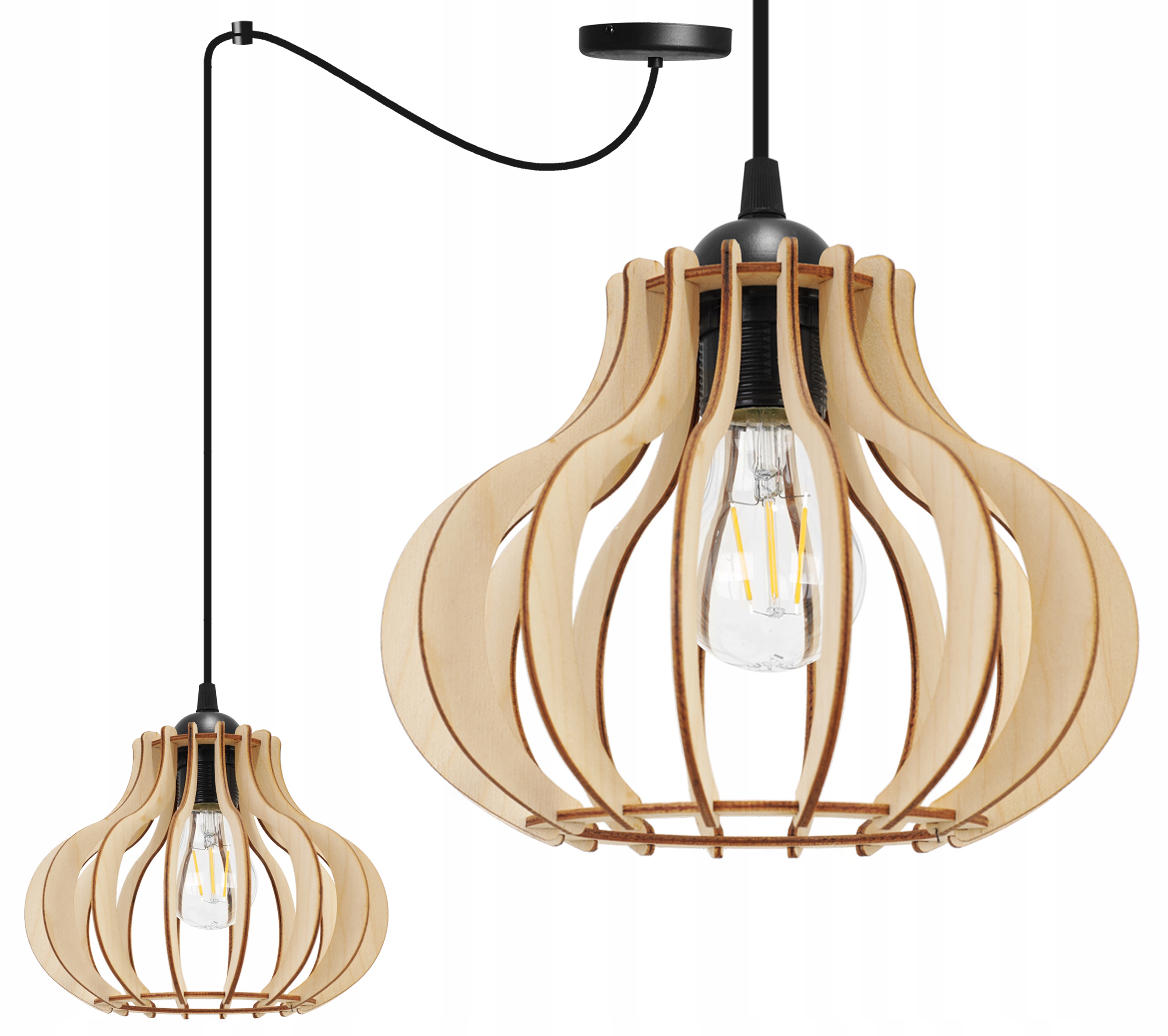 Závěsné Svítidlo Stropní Lustr Dřevo Moderní Boho Led Jednoduché