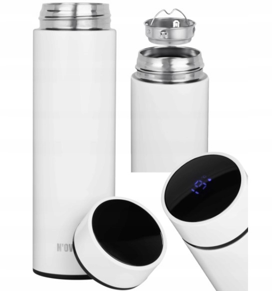 SZCZELNY TERMOS BUTELKA TERMICZNA KUBEK Z TERMOMETREM NA KAWĘ HERBATĘ