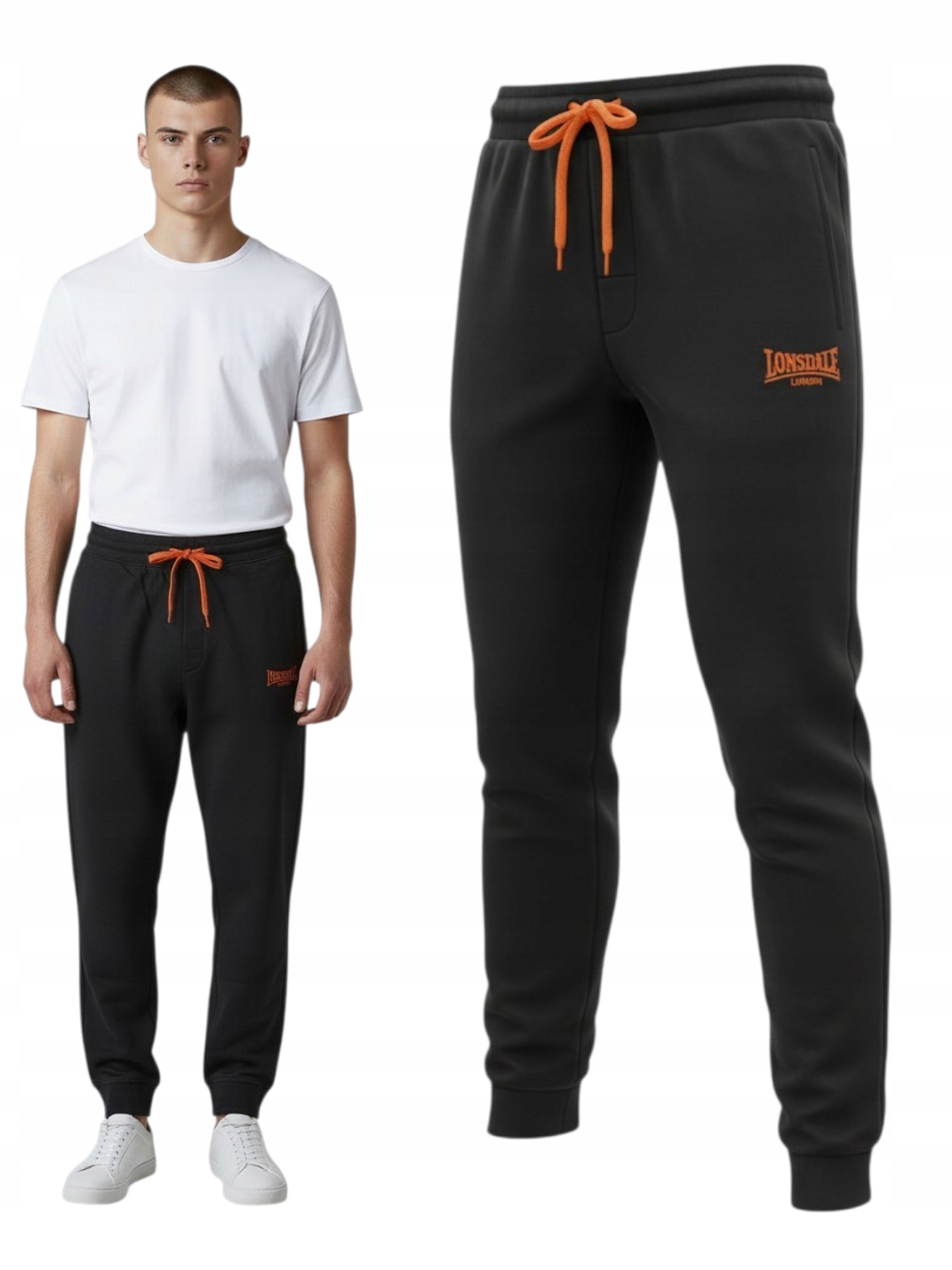 Lonsdale spodnie dresowe bawełniane męskie czarny rozmiar XL