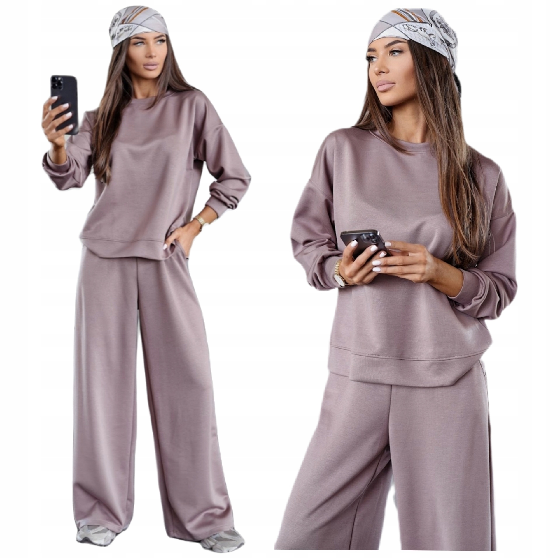 Dres Damski Komplet Dresowy Masełko Szeroka Nogawka Produkt Polski L/XL