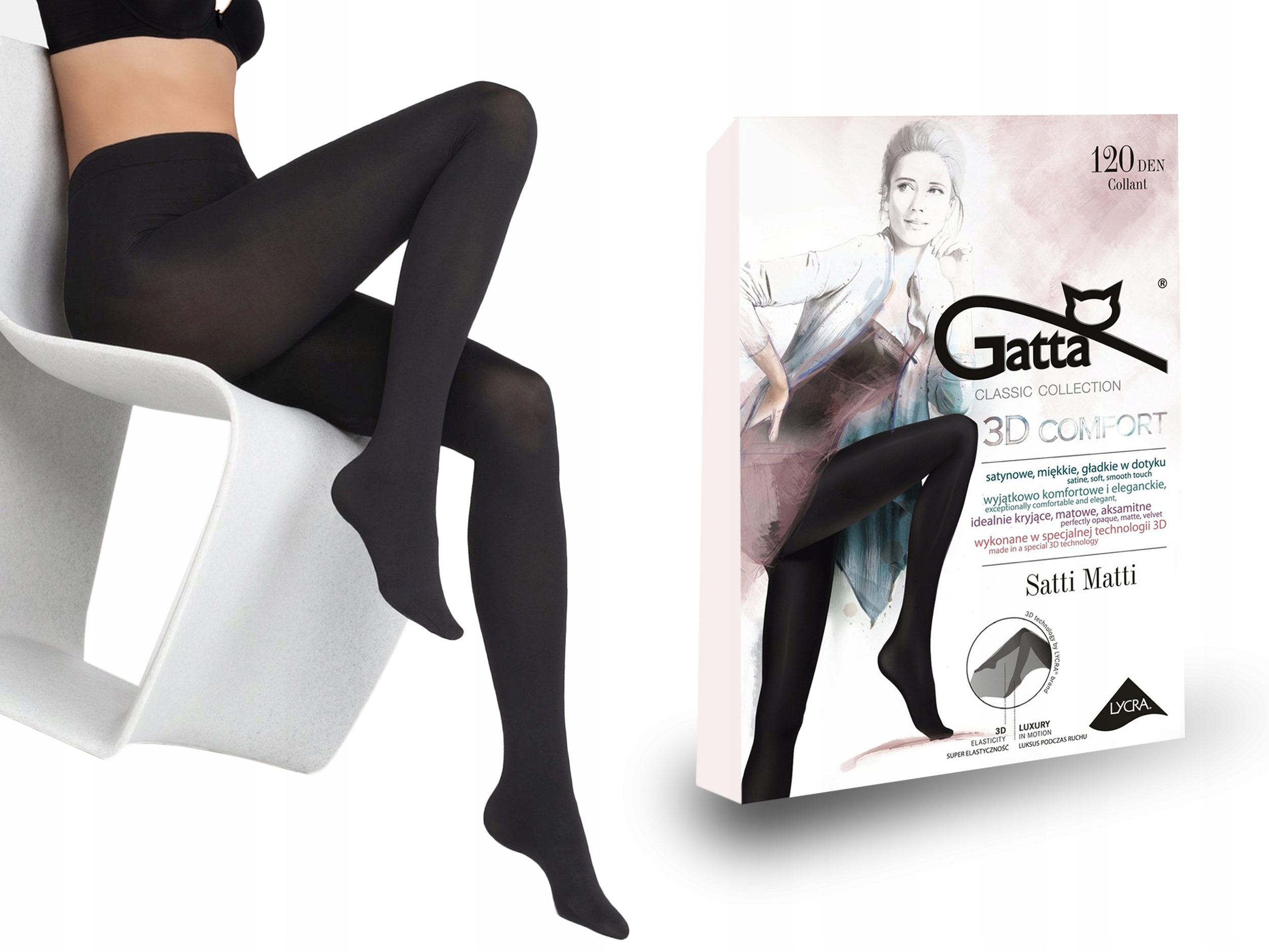 

Gatta rajstopy Satti Matti 120den lycra grafit 3-M