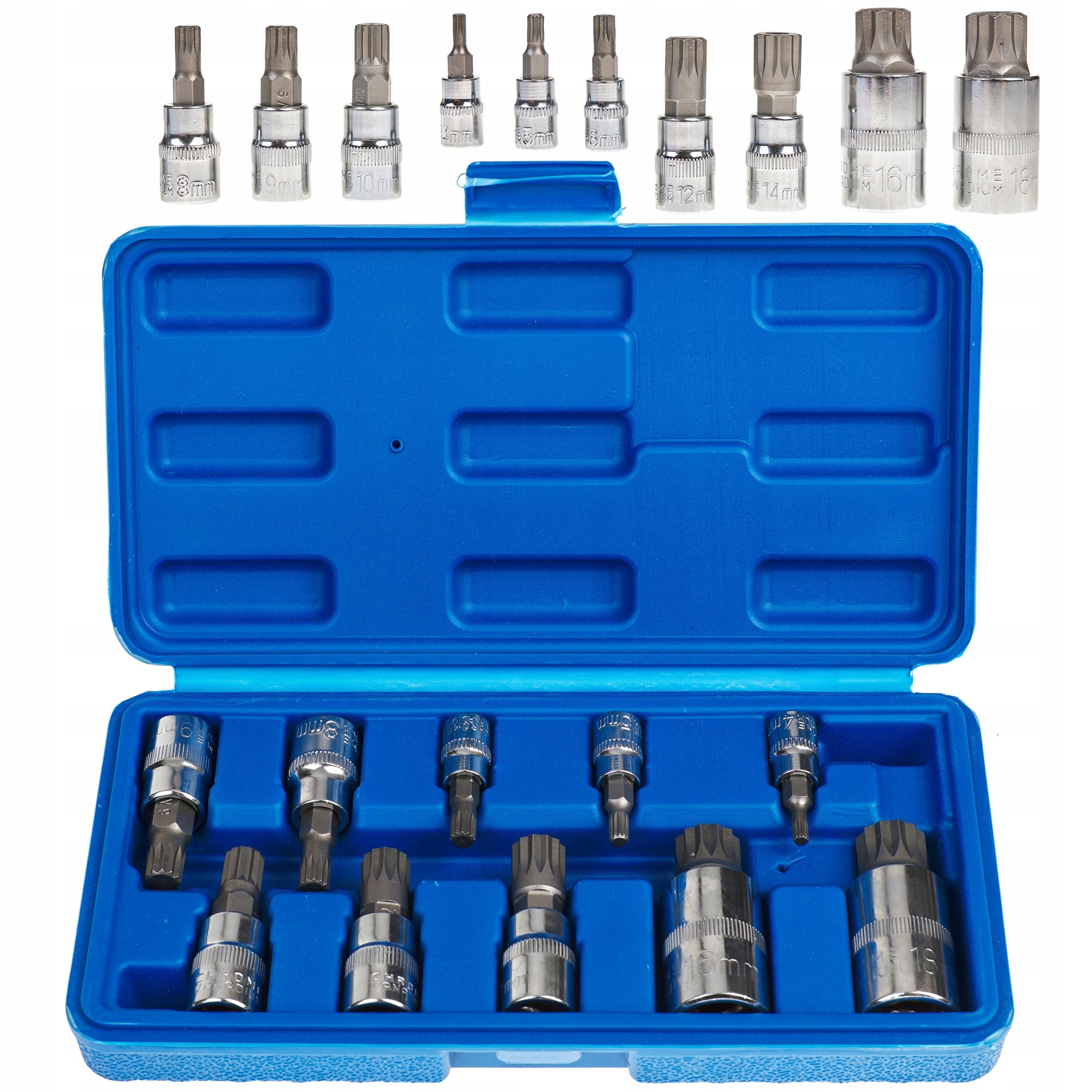 Nasadki Klucze Spline 1/4 3/8 1/2 M4 M5 M6 M8 M9 M10 M12 M14 M16 M18 Xzn Cr