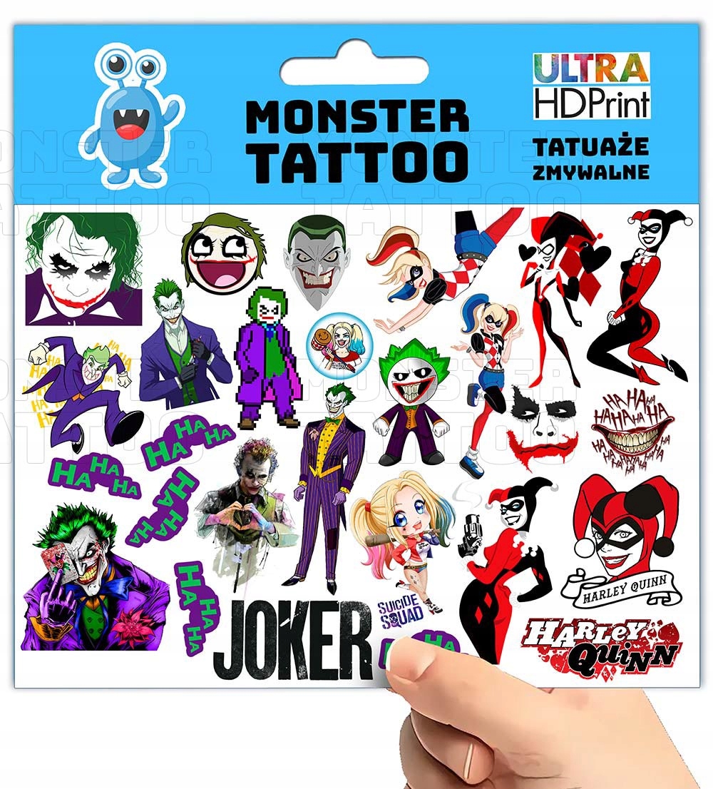 TATUAŻE ZMYWALNE TYMCZASOWE DLA DZIECI DZIECIĘCE JOKER WZORY ORYGINALNE Marka Inna