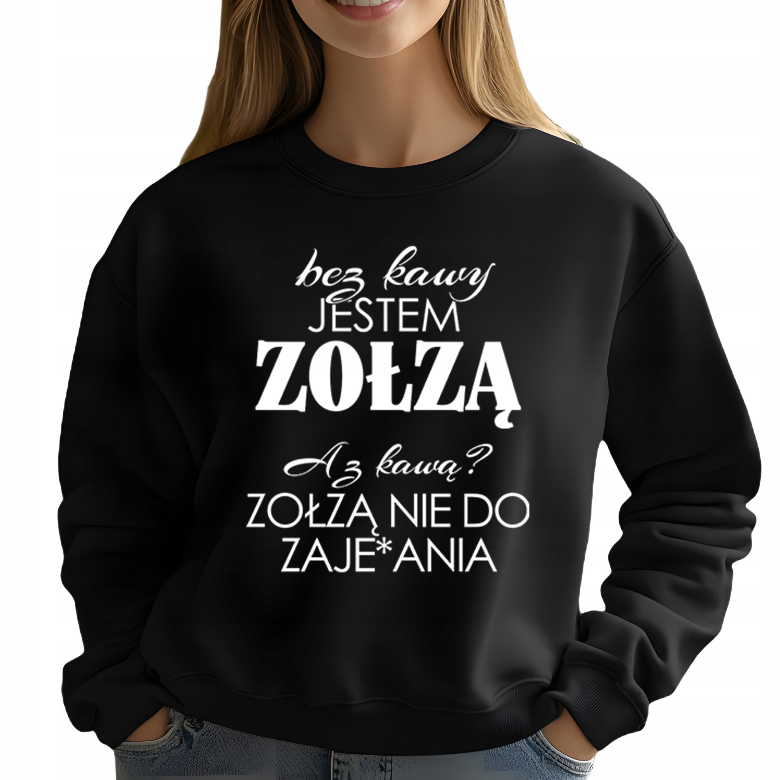 Mikina Černá bavlněná jako Dárek pro kolegyni bez kávy Jsem Zolza S