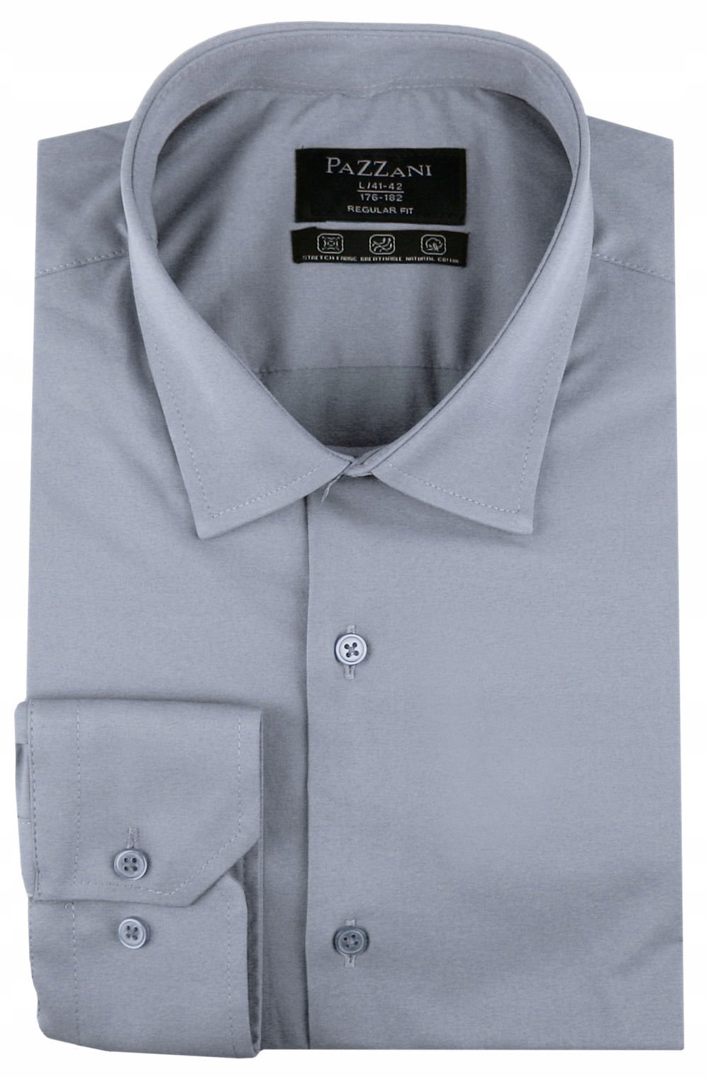 Jednobarevná bavlněná košile s jednoduchým střihem šedá 50/176-182