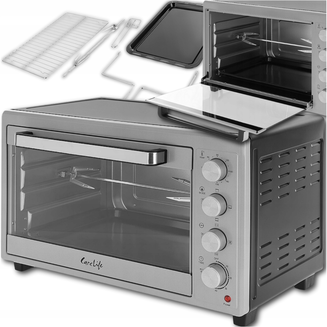 Piekarnik Elektryczny 45L Rożno Termoobieg+grill Wolnostojący Przenośny