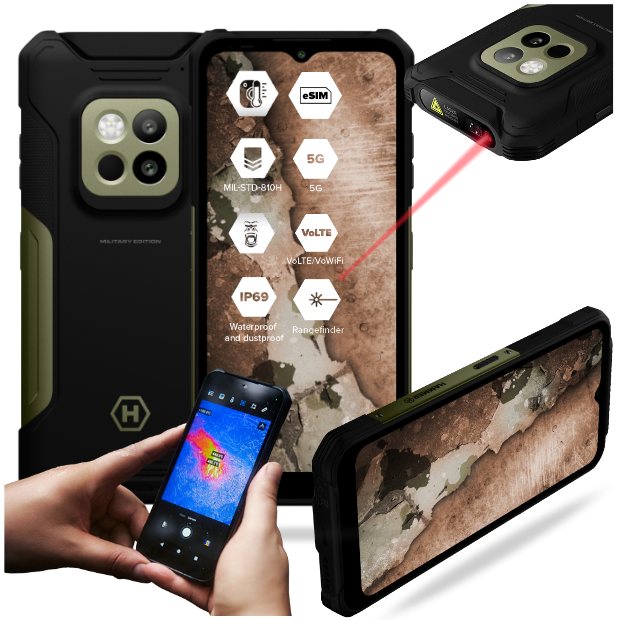 Smartfon Hammer Construction 2 Thermal 5G 8/256GB Military Edition Pancerny