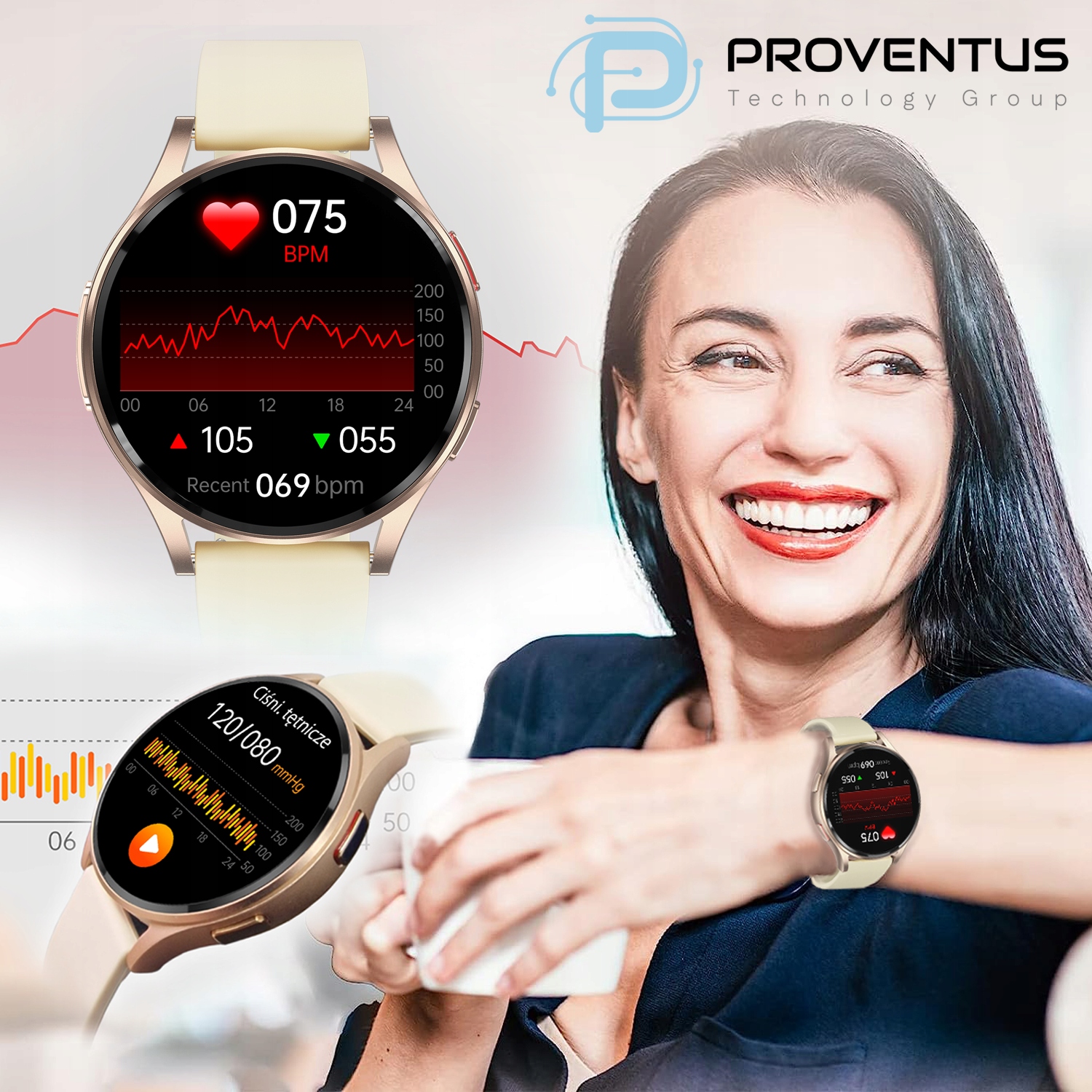 ЖІНОЧИЙ РОЗУМНИЙ ГОДИННИК КАРДІОГОДИННИК ЕКГ ВАРС ВИМІРЮВАННЯ ТИСКУ ДЗВІНКИ SMS СПОРТ PL