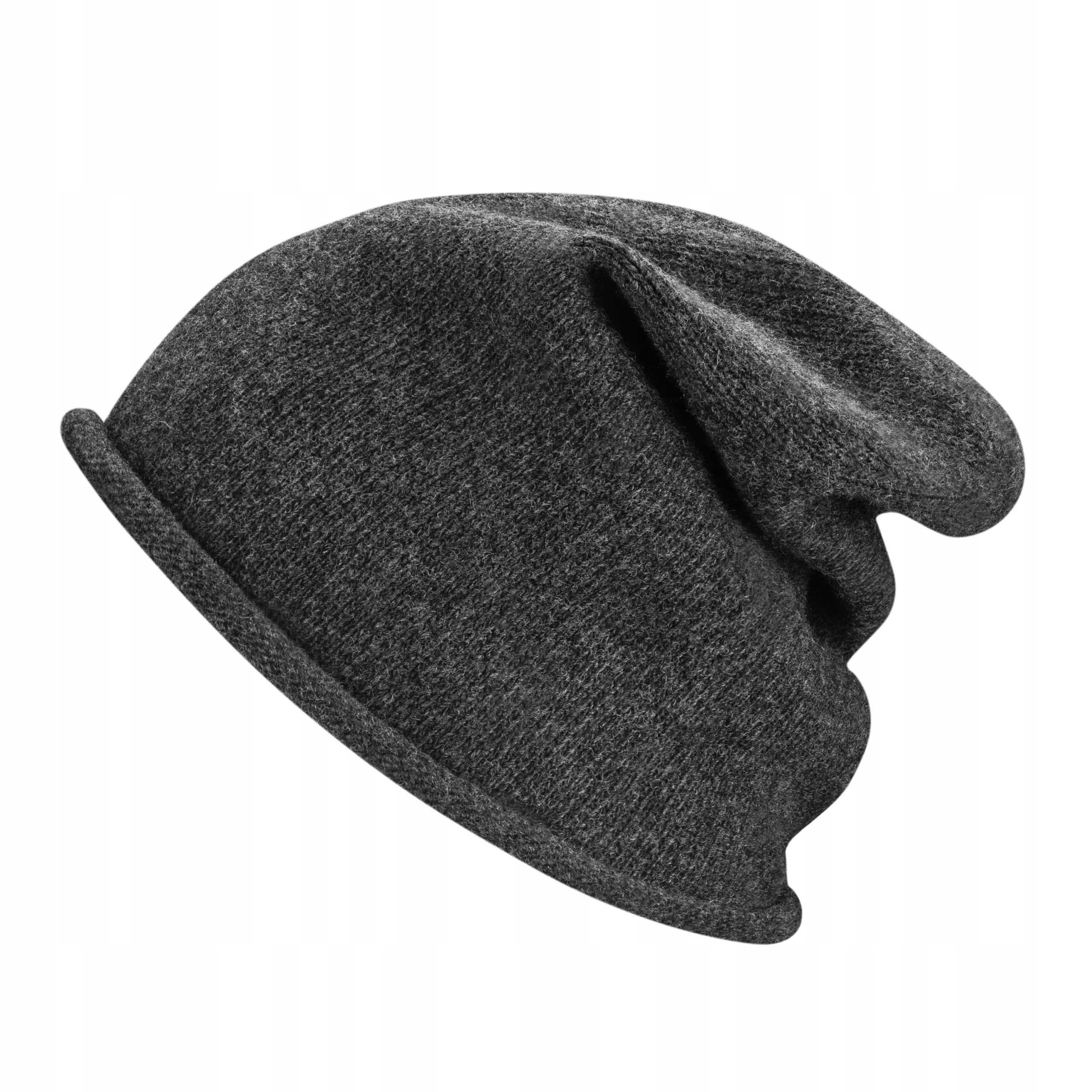 Ciepła czapka damska Todo 50% Merino 50% Kaszmir Smerfetka Antracite