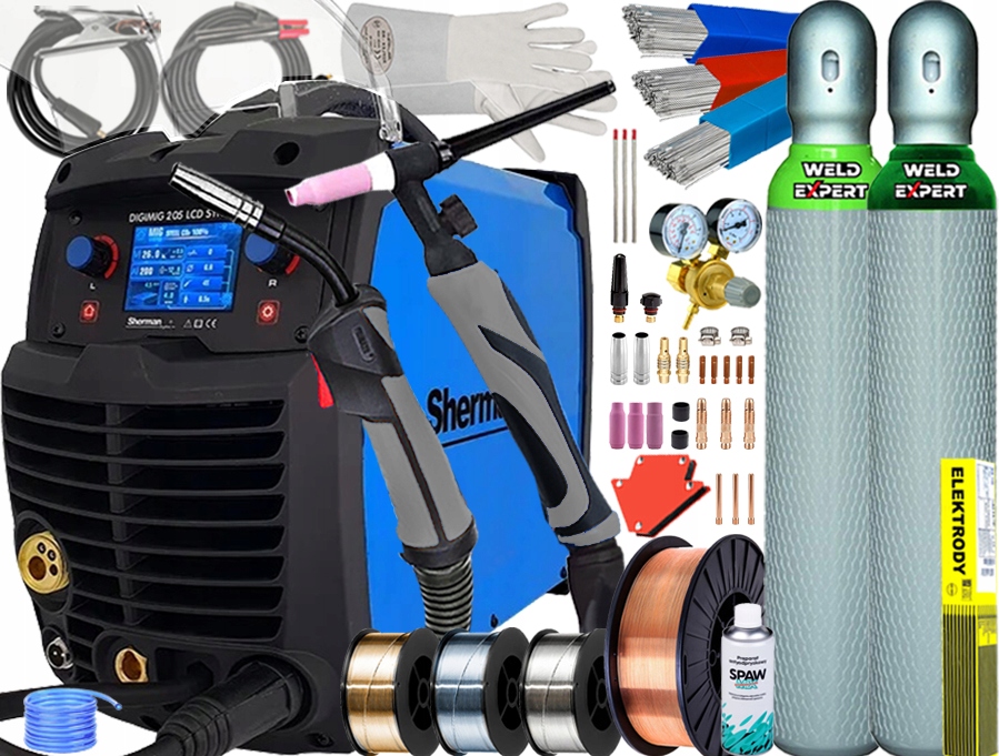 Invertorová Svářečka Migomat Sherman Digimig 205 LCD Synergic 2T 4T Tig Mma