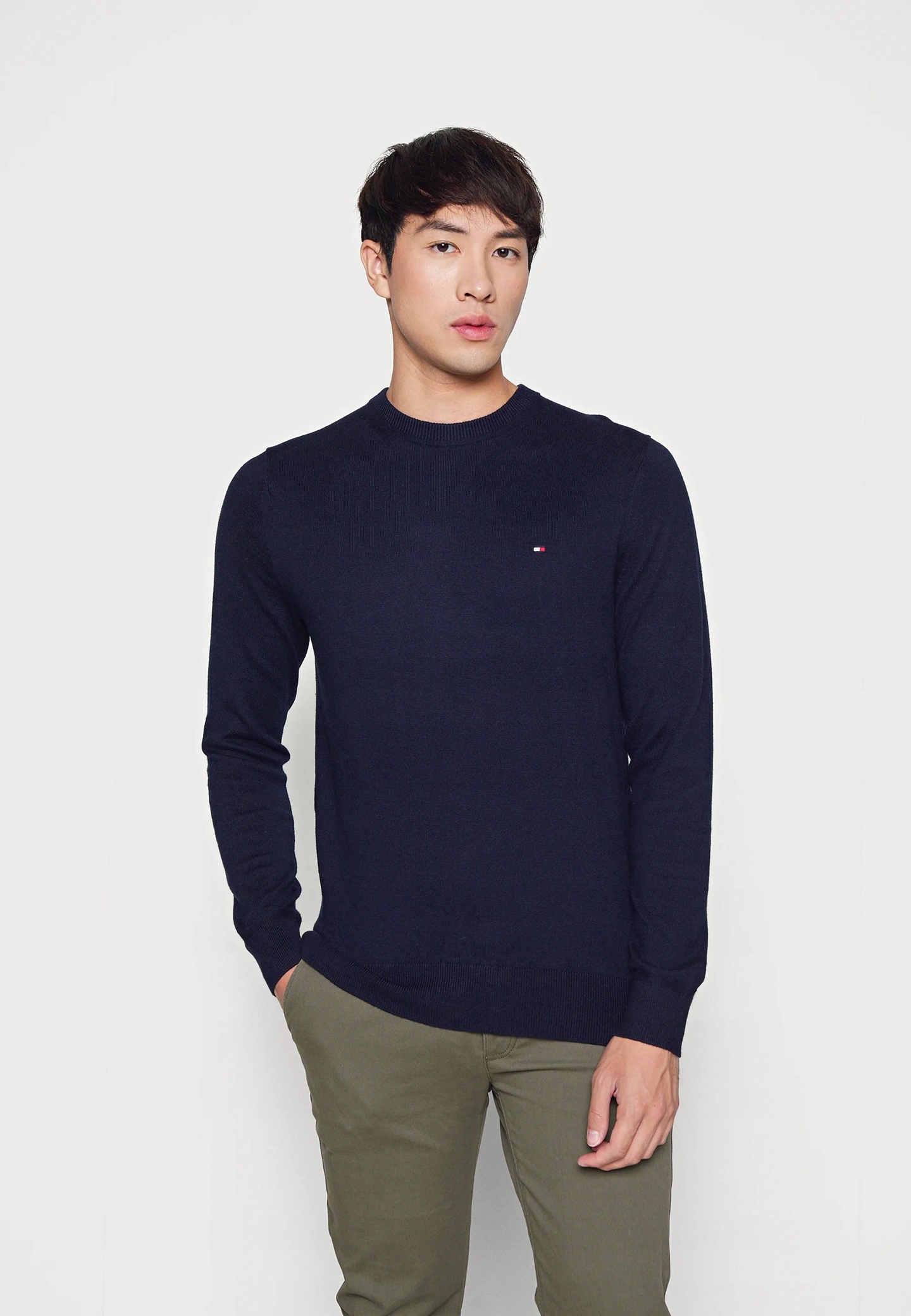 Svetr Tommy Hilfiger C-Neck Tmavě modrý Pima Cotton Blend With Cashmere vel. L