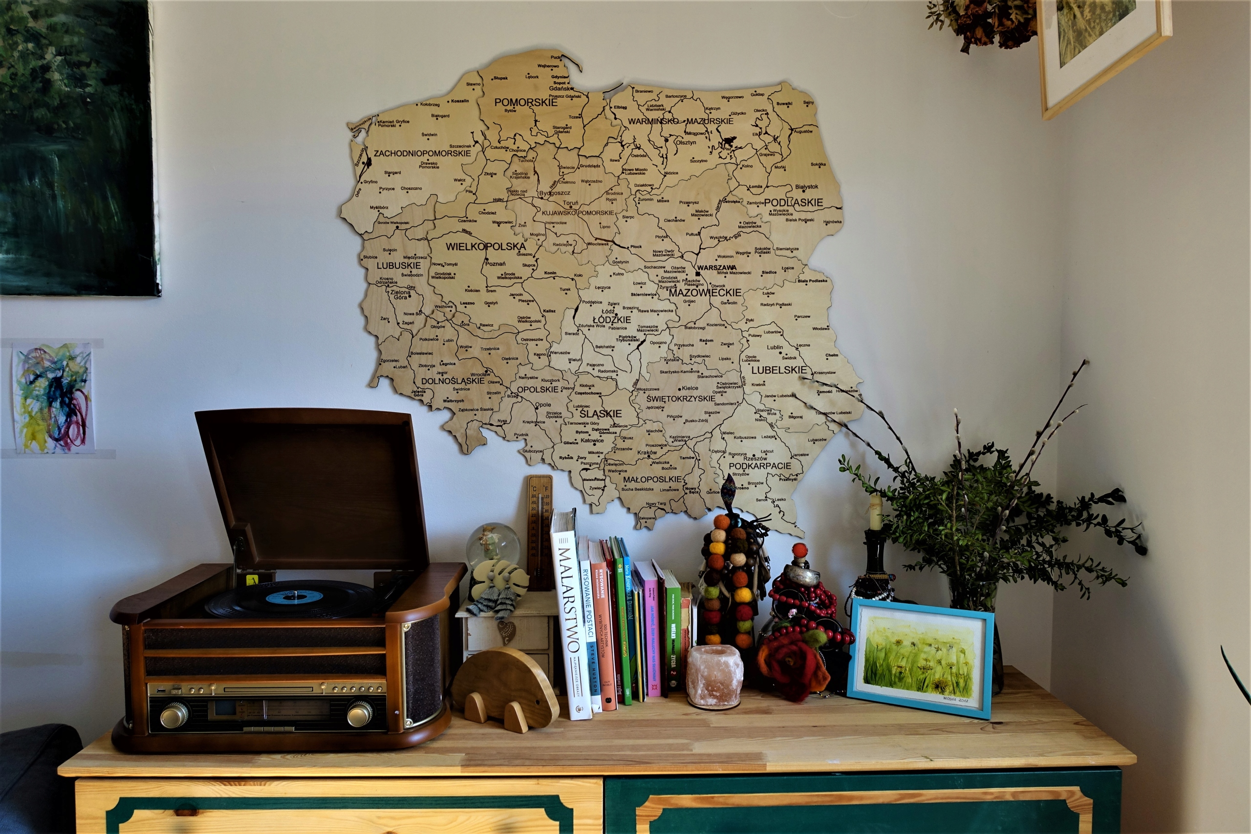 Drewniana mapa Polski Premium 3D Dekoracja ścienna Długość 50 cm