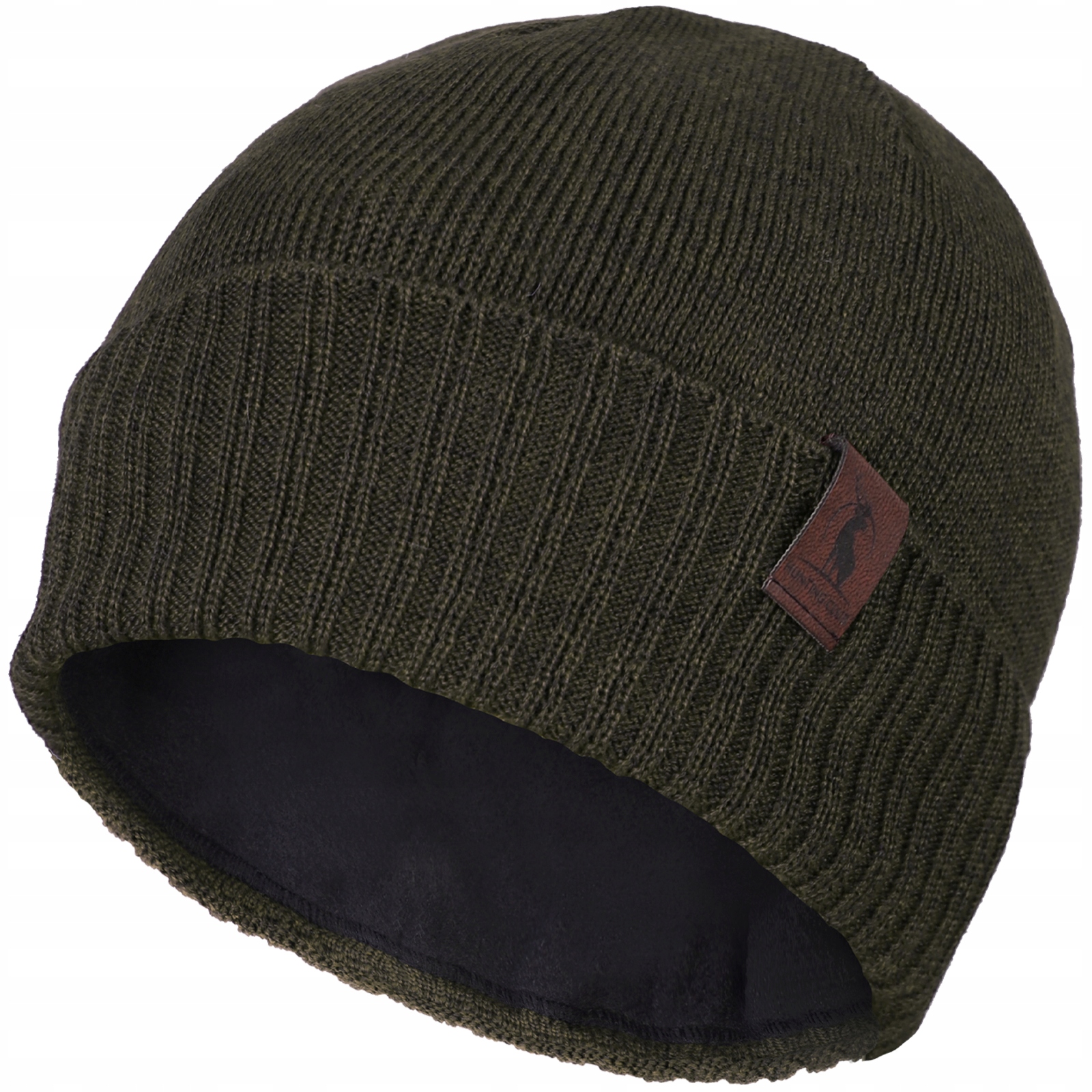 Czapka Zimowa Męska Wełna Merino Dla Myśliwego Mysliwska Hogan Khaki Olive