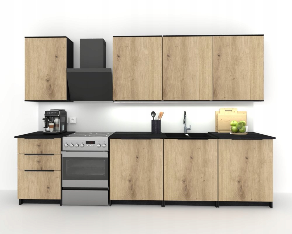 Vysoká kvalita modulárneho kuchynského nábytku Kira Black Artisan 2,2 m Tichý domček