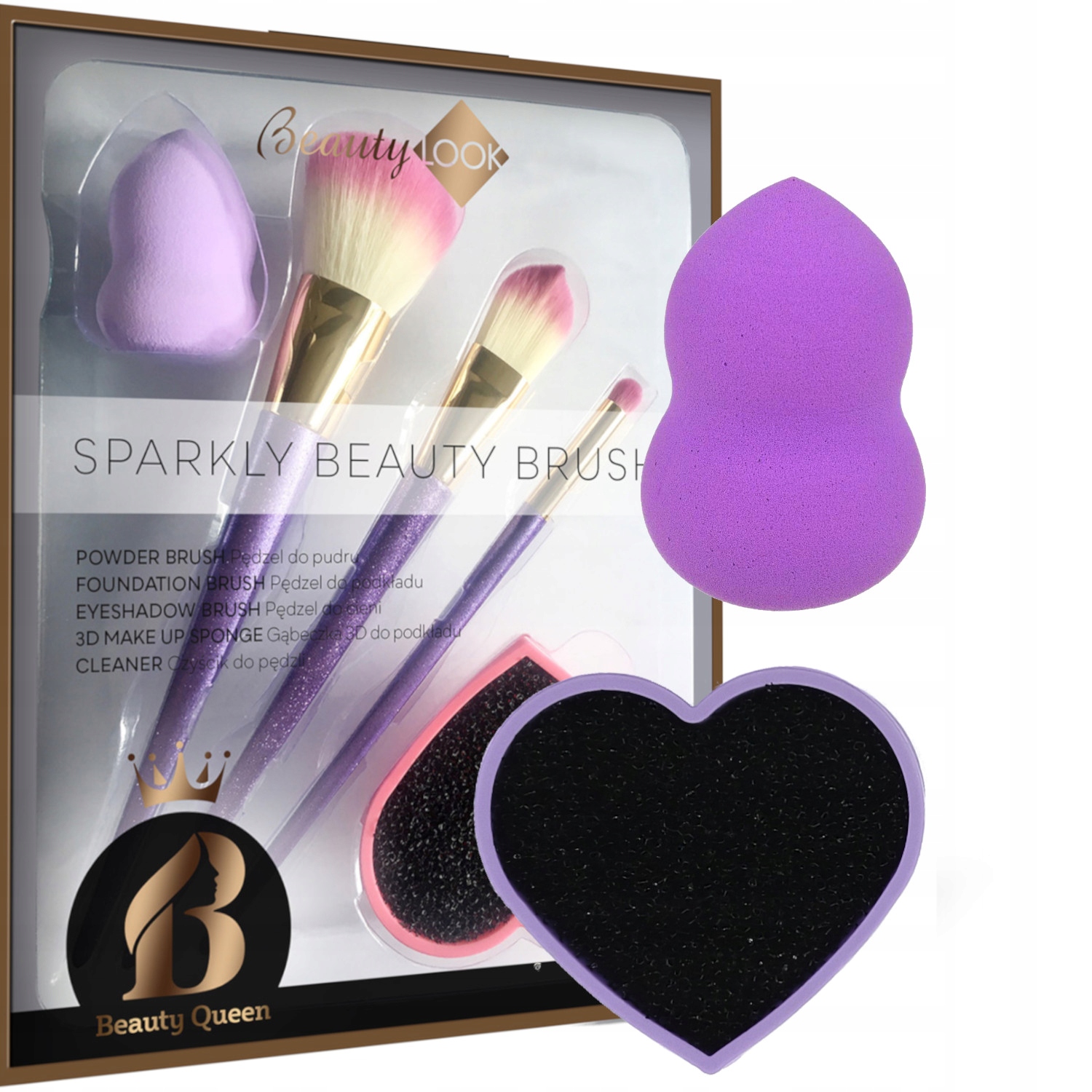 

Zestaw Pędzli Do Makjażu Sparkly+ Blender+czyścik