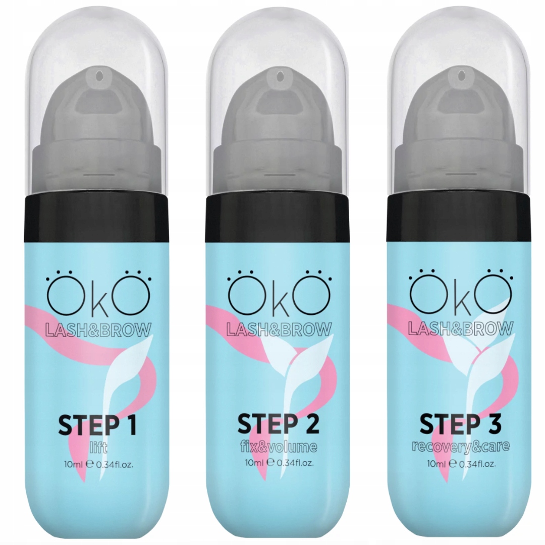 Zestaw do liftingu i laminacji rzęs i brwi w żelu 3x 10ml Oko Step 1+2+3