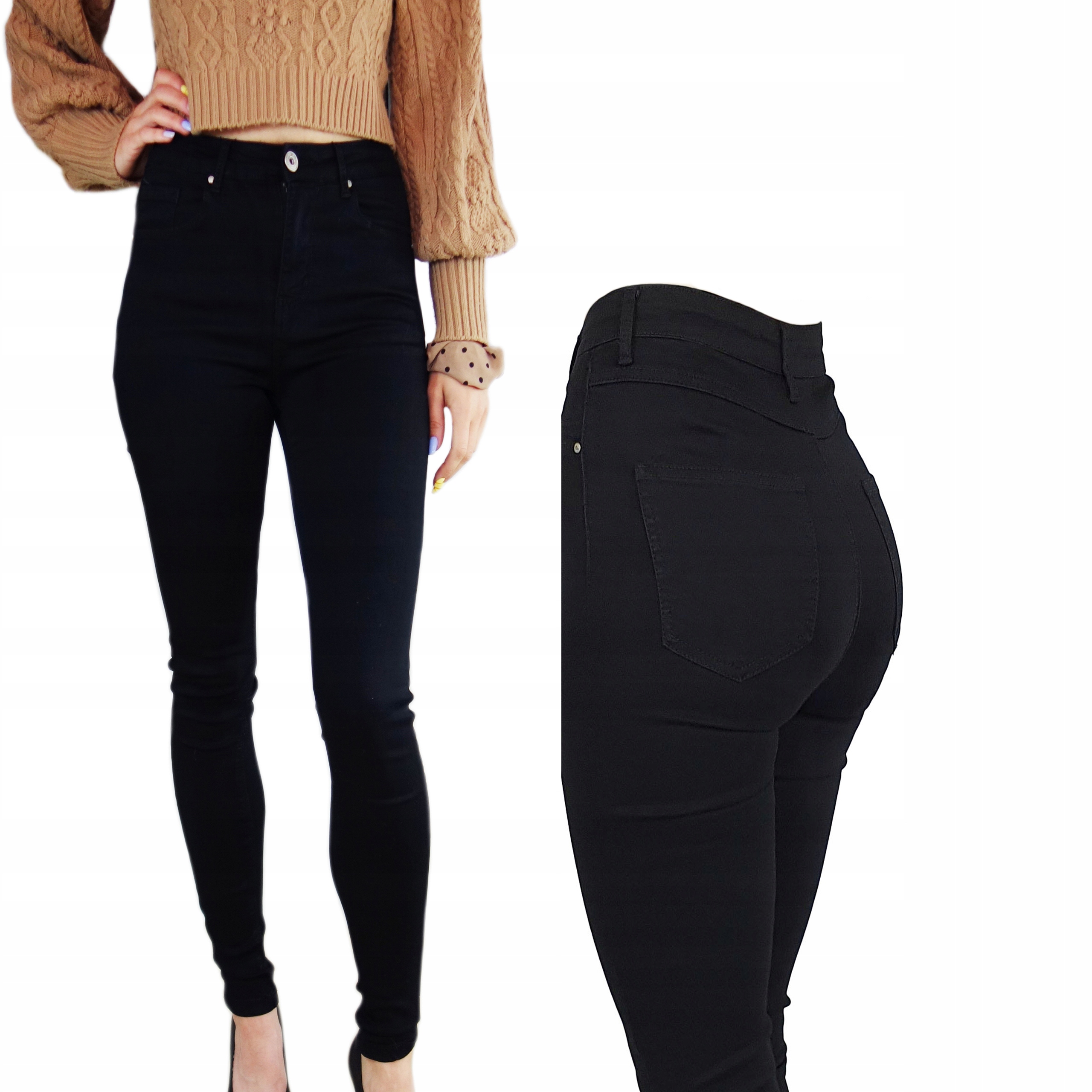 SPODNIE JEANS CZARNE DAMSKIE RURKI PLUS SIZE