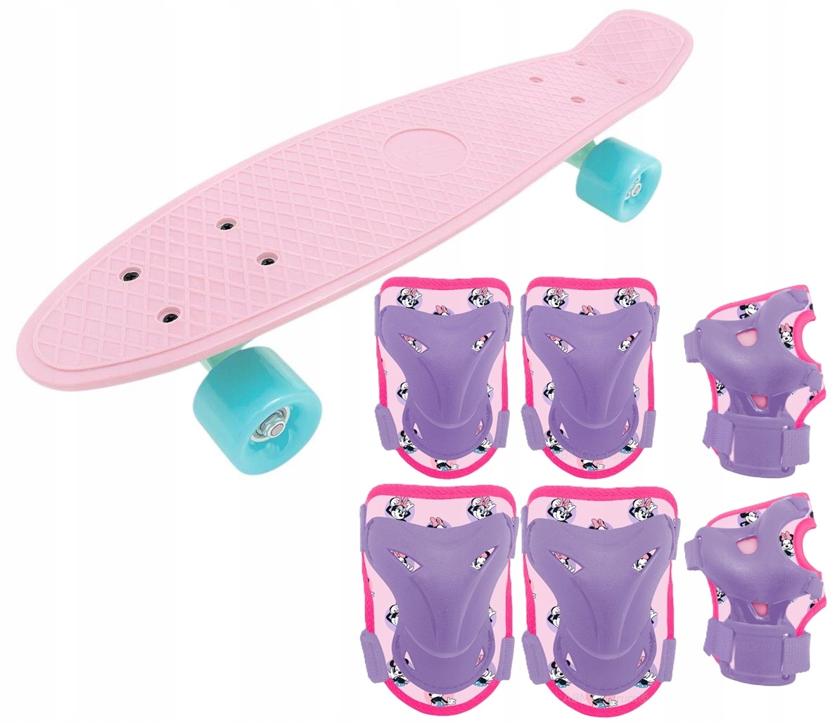 Deskorolka 55 cm fiszka 6x Ochraniacz na kolana łokcie nadgarstki Minnie