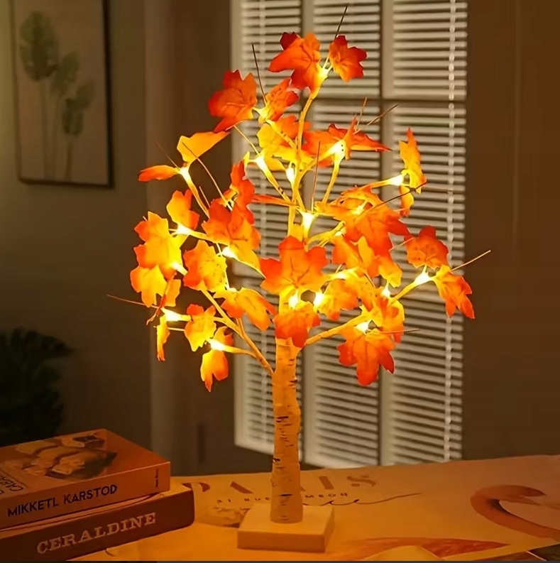 Lampička noční lampa Led strom listy bříza 60 cm na baterie a Usb