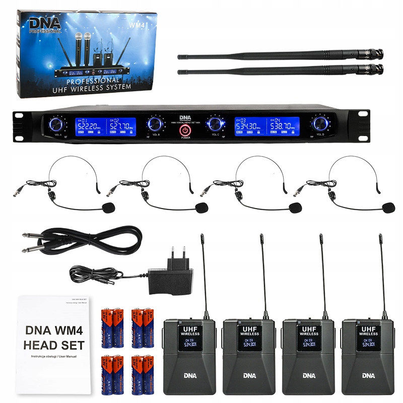 Sada 4 Bezdrôtových Náhlavných Mikrofónov 4X Ozvučovacie Bodypack